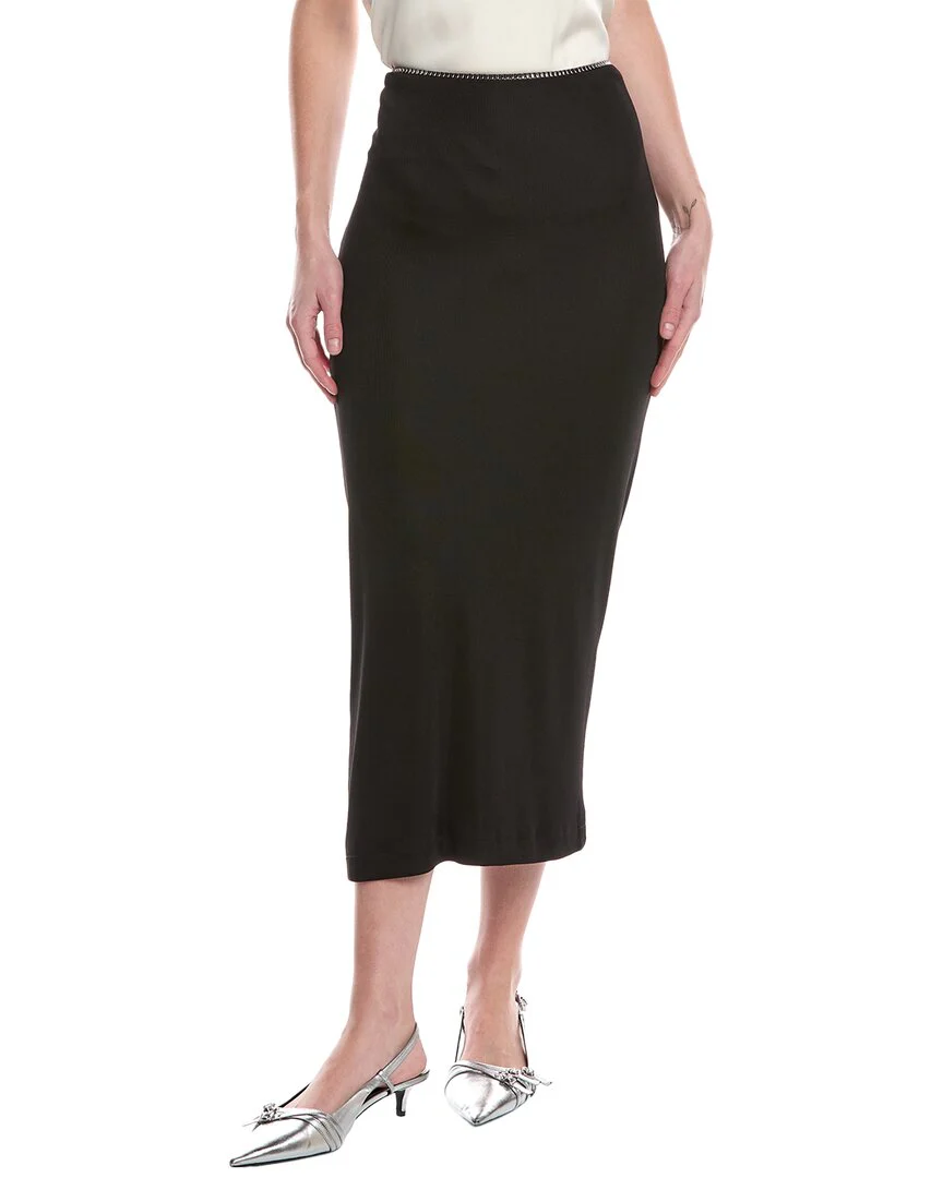 rag & bone Gwenyth Leather-Trim Midi Skirt
