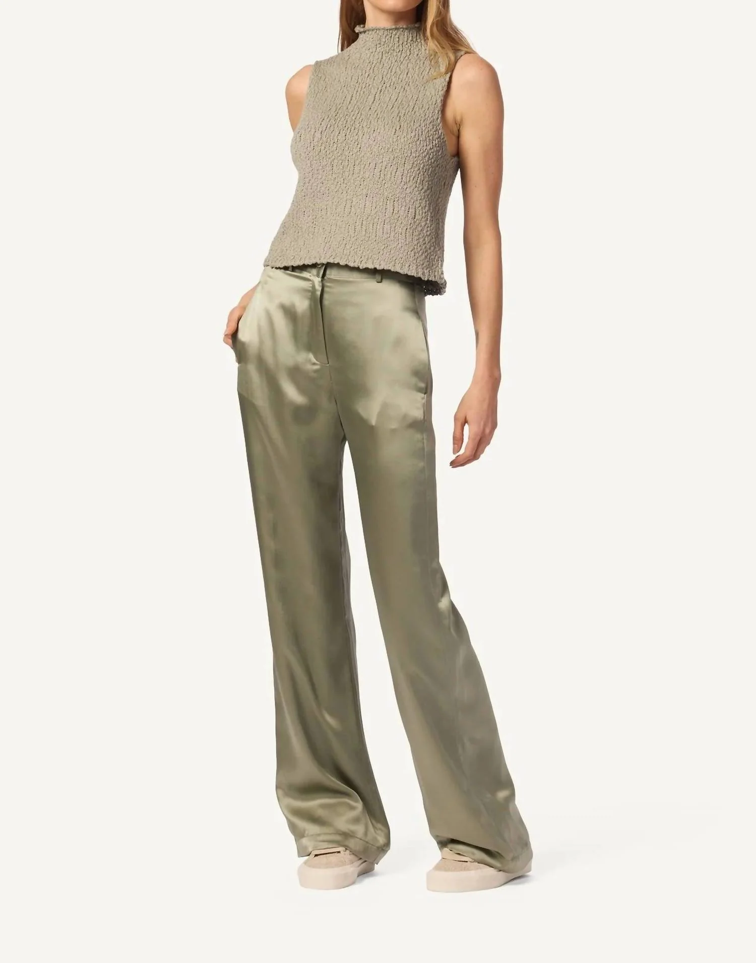 Leeland Flat Front Trouser In Eucalyptus