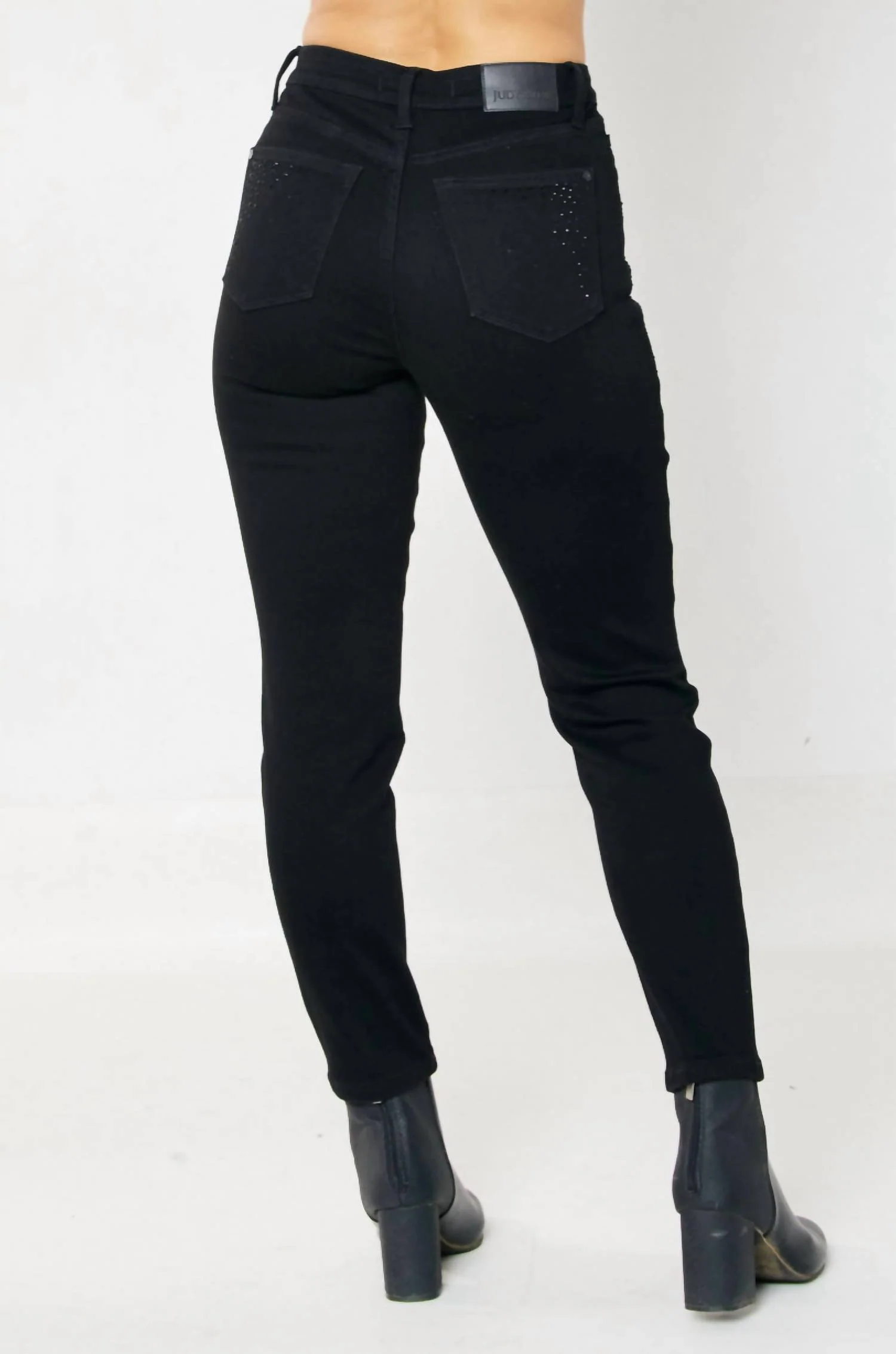 Women's Rhinestone Skinny Jeans In Black