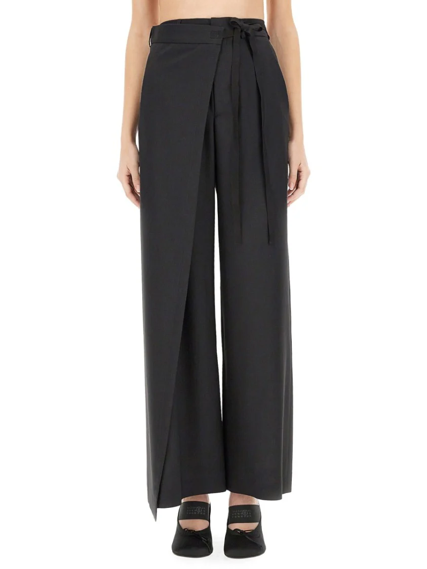 Wide-Leg Virgin Wool Trousers With High Waist