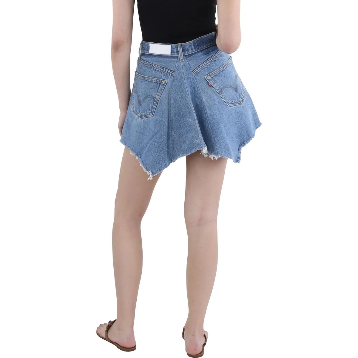 Womens Jean Skirt Frayed Edge Mini Skirt