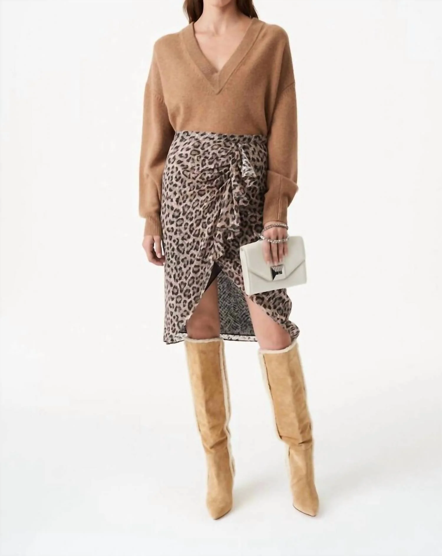 Marwa Midi Skirt In Black Leopard