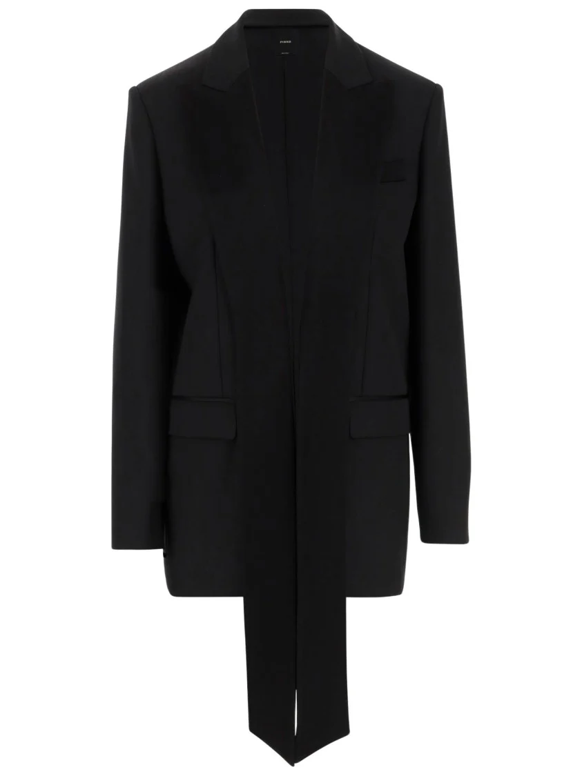 Wool Blend Single-Breasted Jacket With Satin Collar