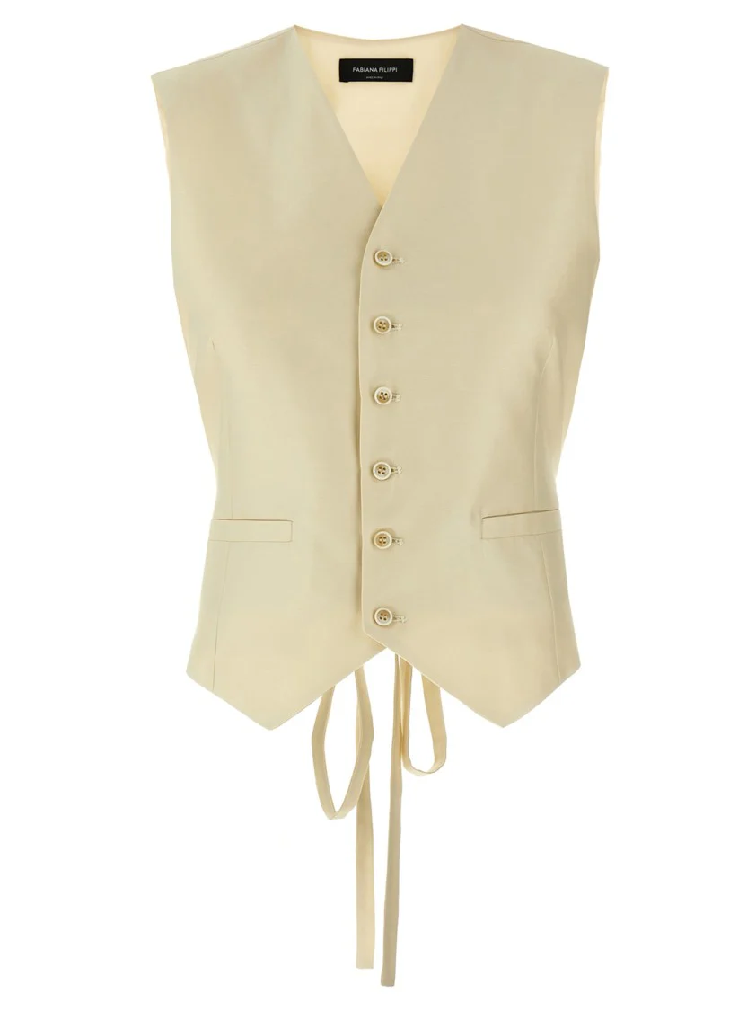 V-Neck Cotton Vest With Silk Satin Back