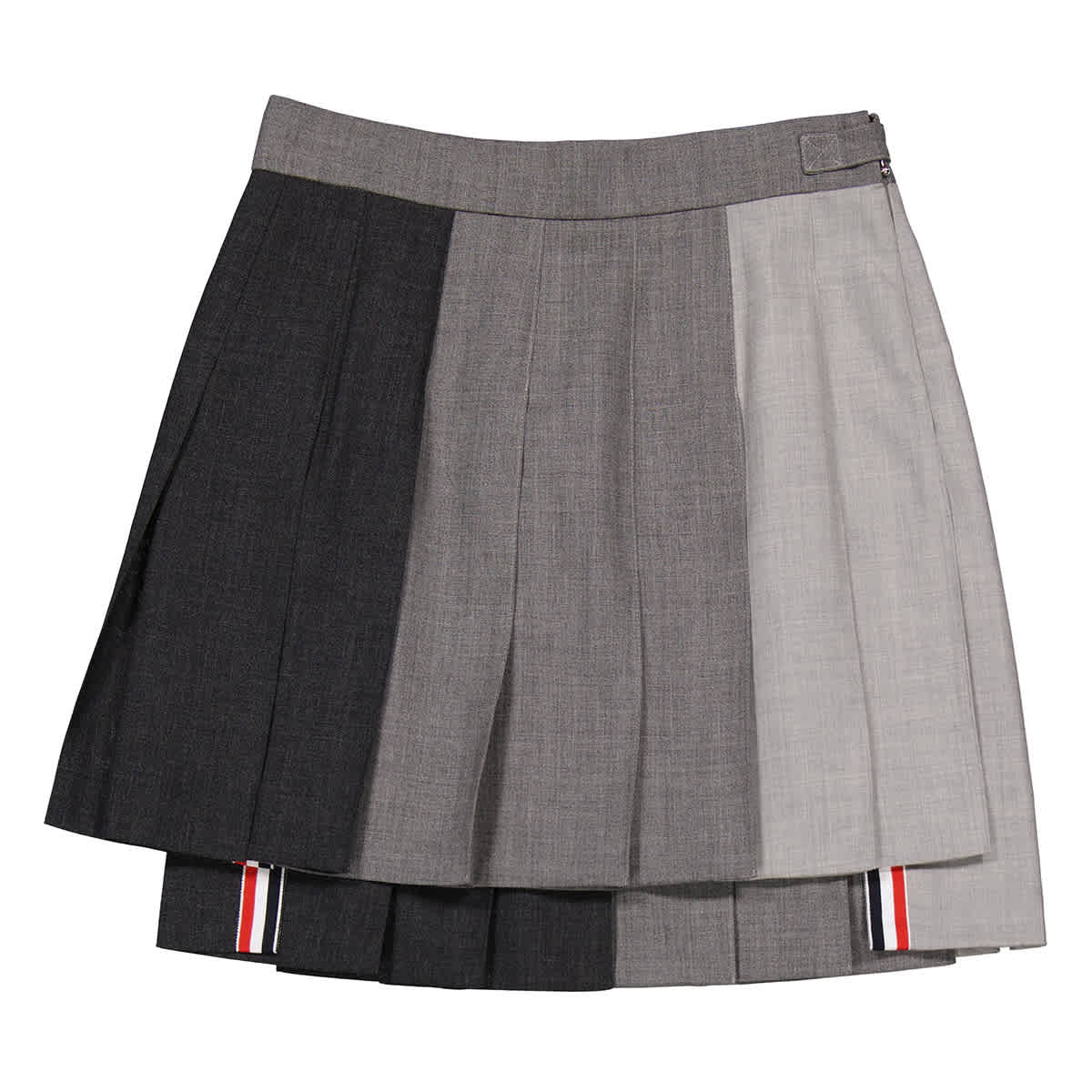 Thom Browne Funmix Wool Fresco Pleated Mini Skirt