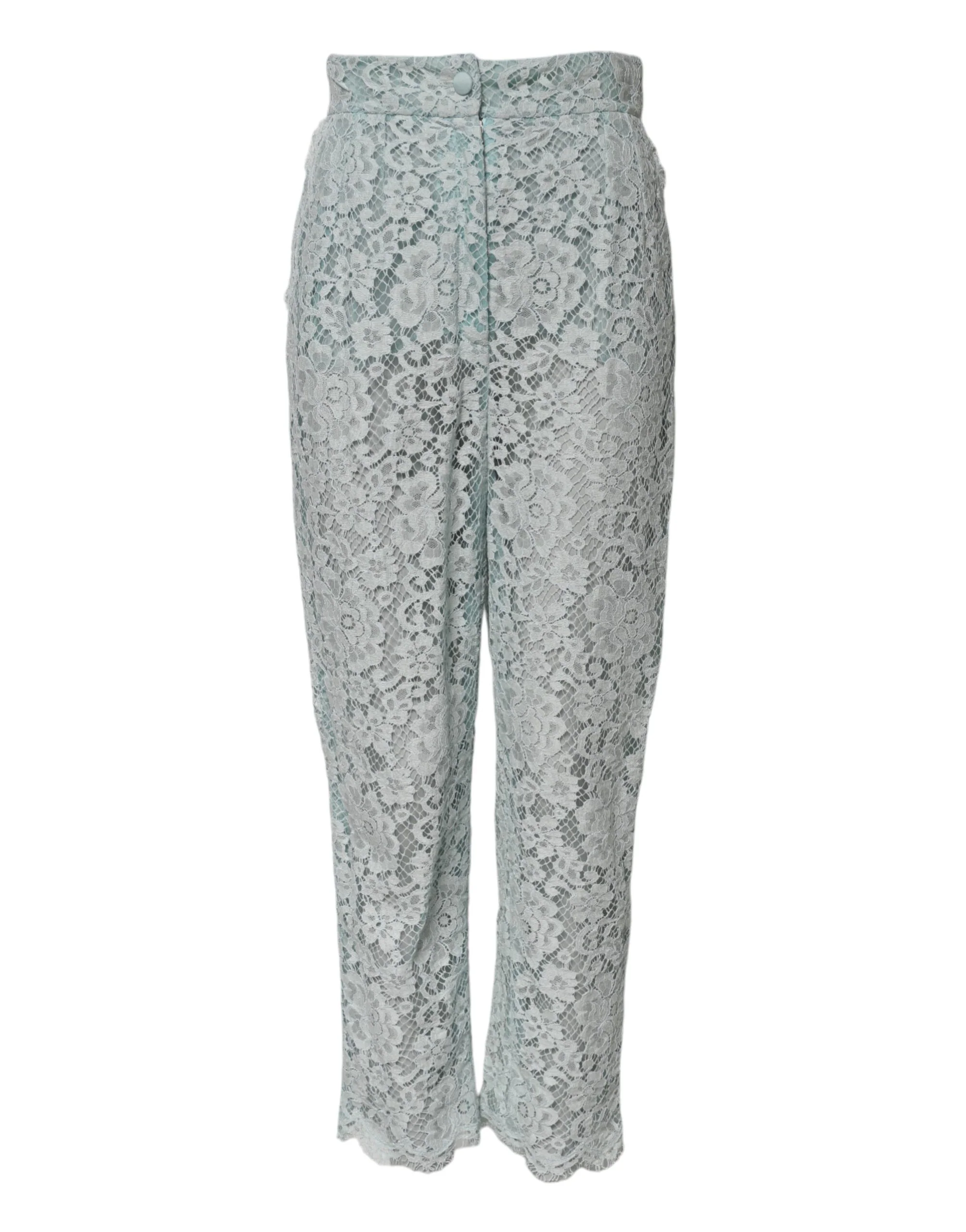 Dolce & Gabbana Mint Cotton Floral Lace Trousers Women's Pants