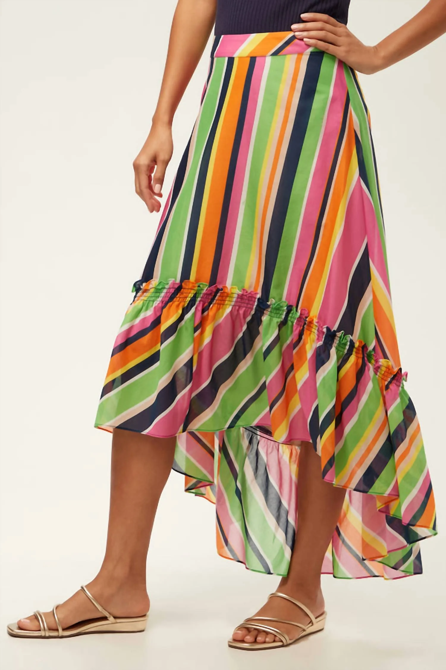 Rosamund 2 High-Low Skirt In Splash Stripe