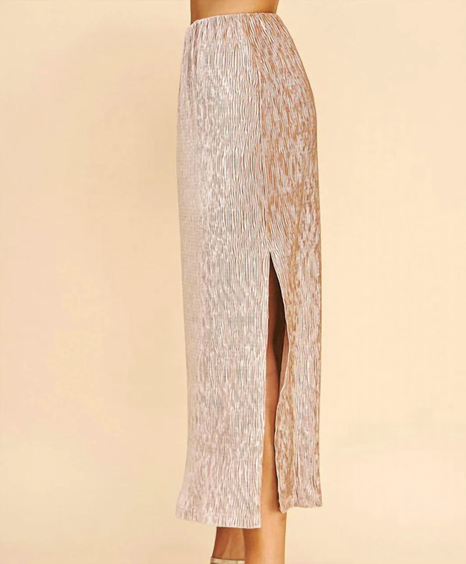 Textured Knit Midi Skirt In Oyster