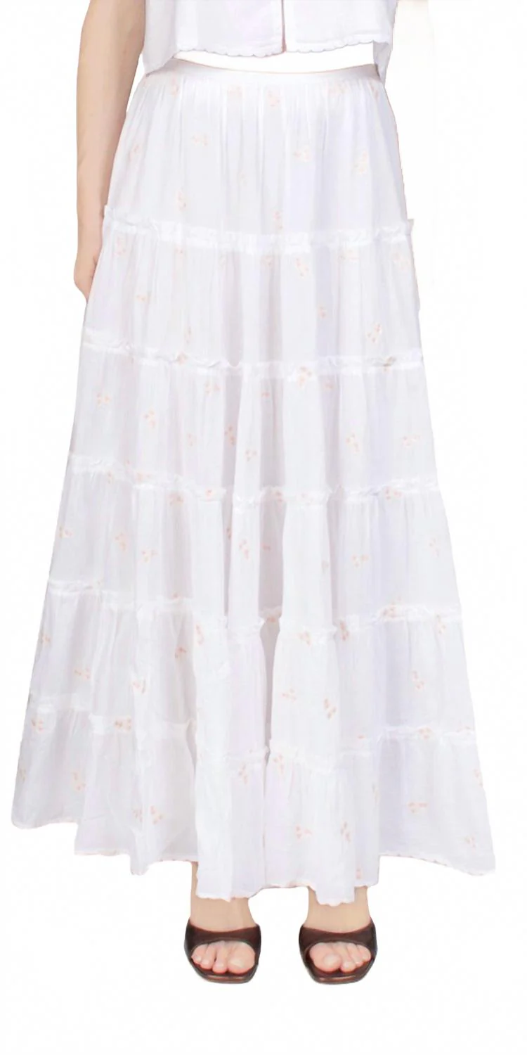 Coralie Embroidered Skirt In White