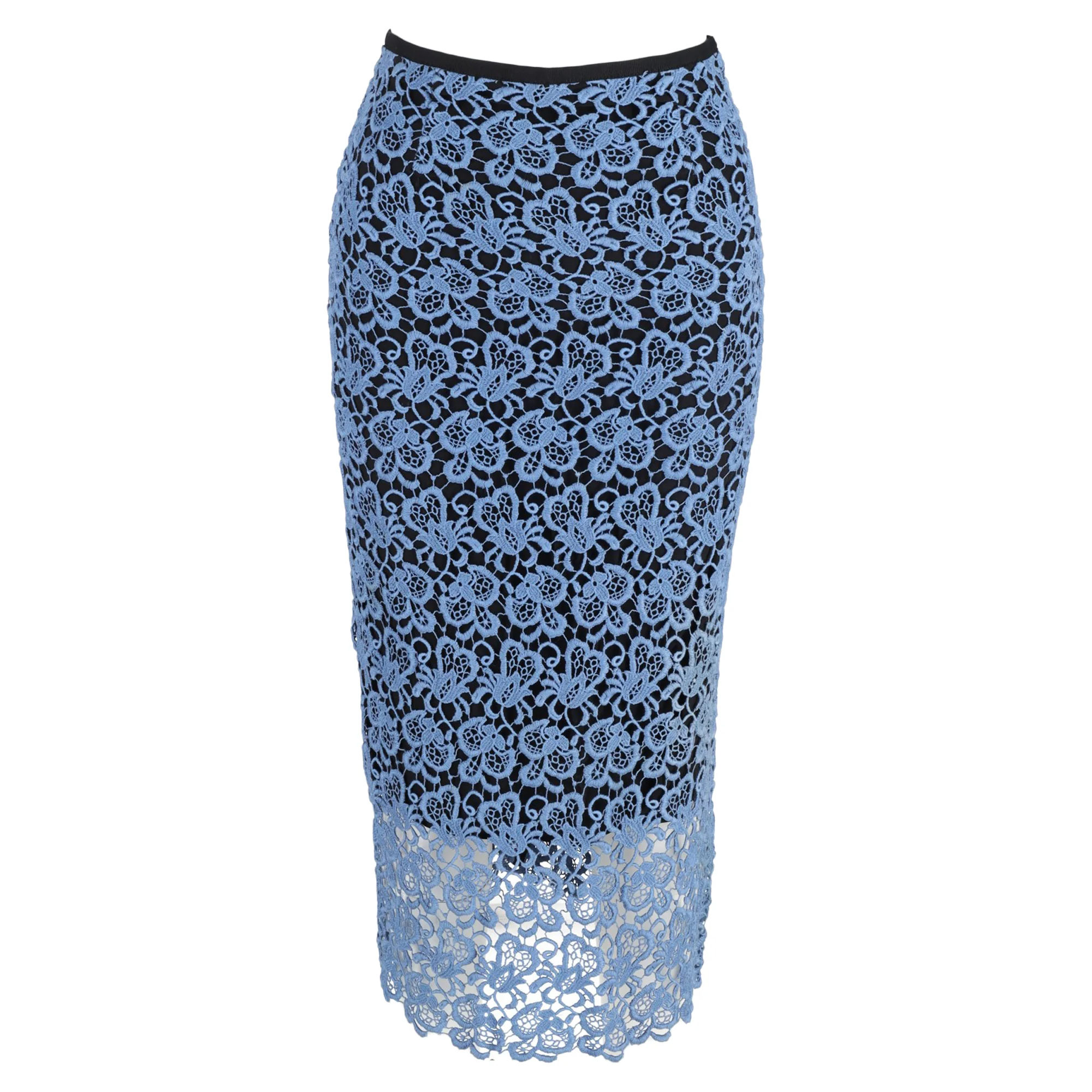 Erdem Lace Pattern Knee-Length Skirt in Light Blue Polyester