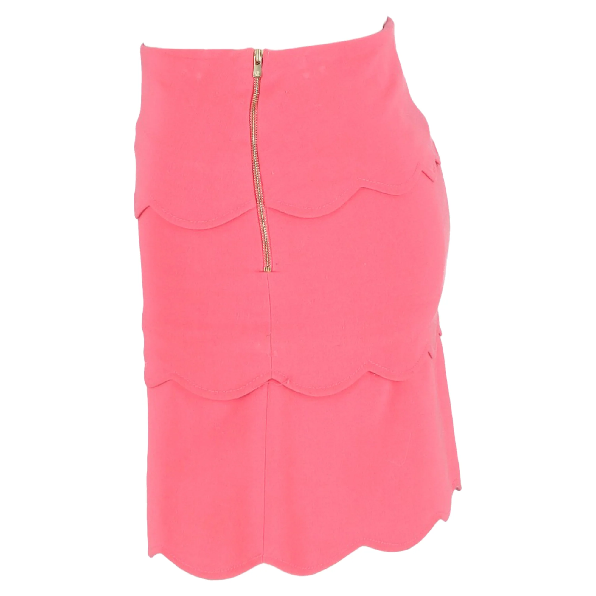 Sandro Paris Scalloped Mini Skirt in Pink Polyester