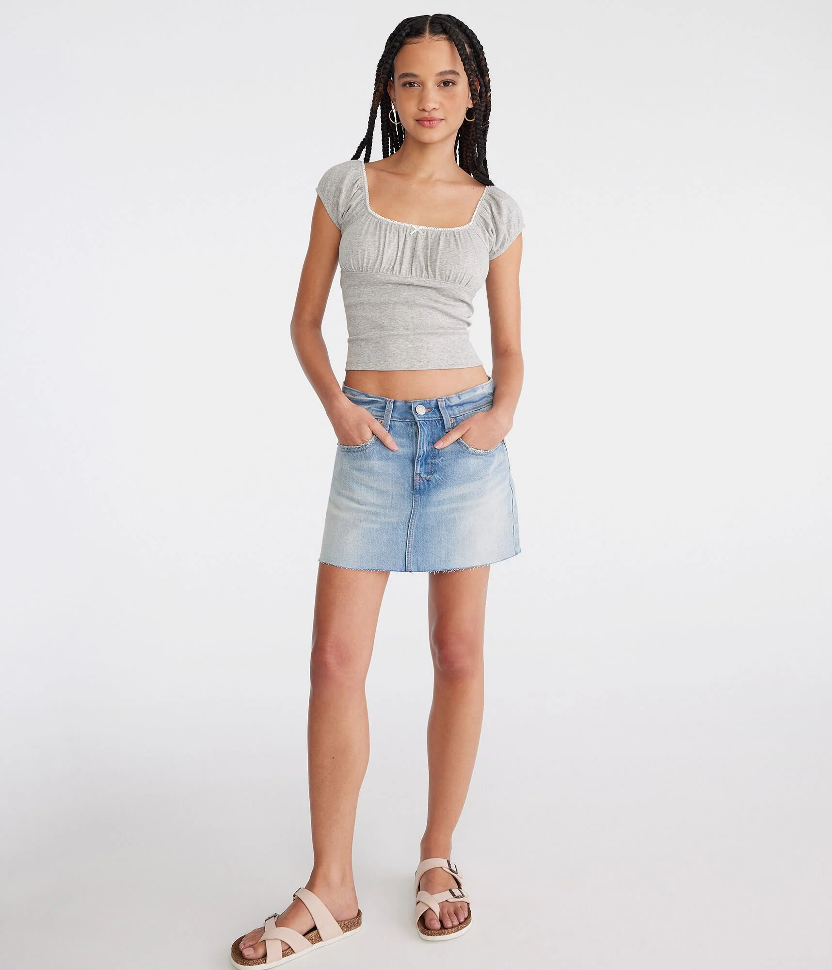 Aeropostale Low-Rise Denim Mini Skirt