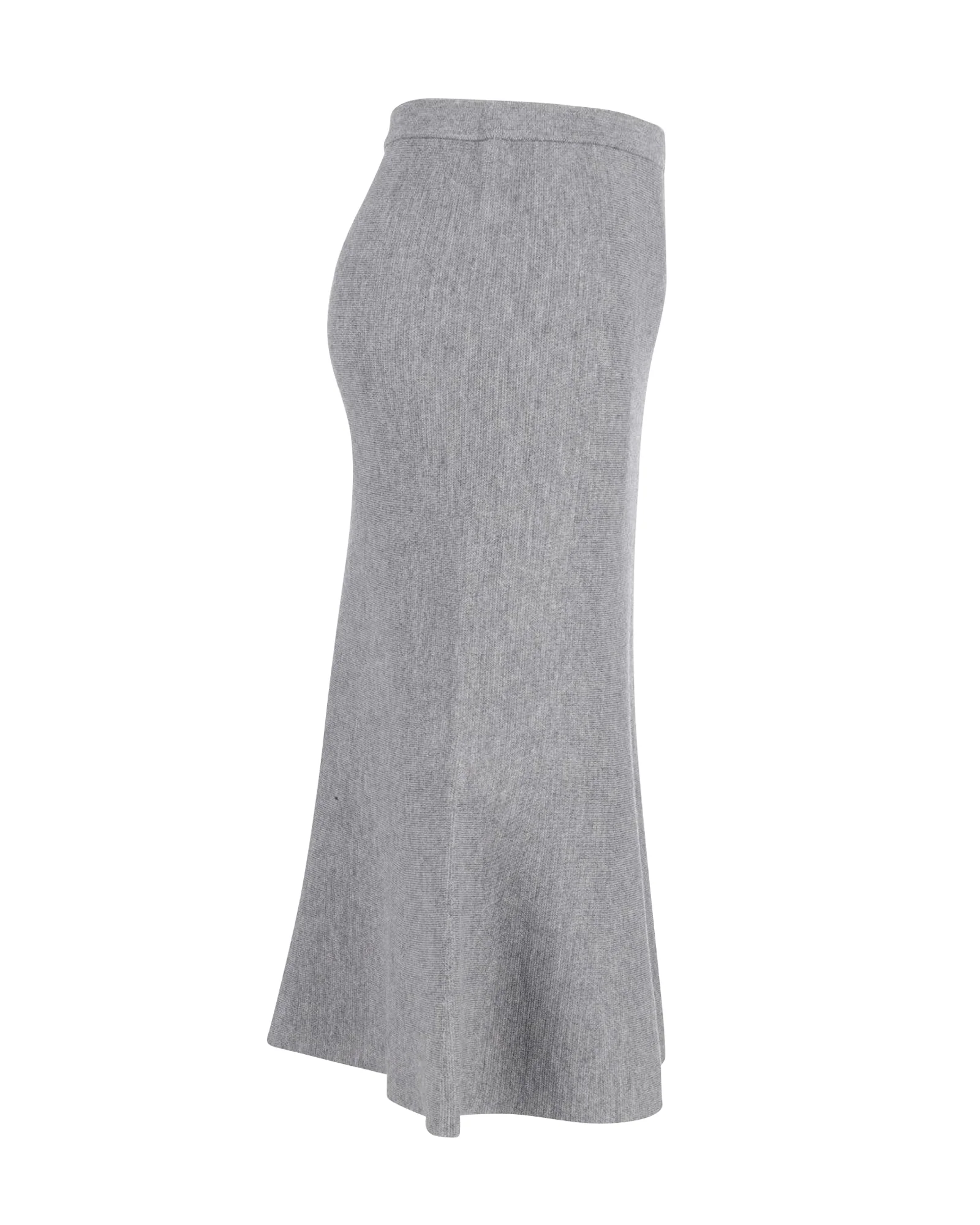 Iris & Ink Knit Flared Skirt in Gray Wool