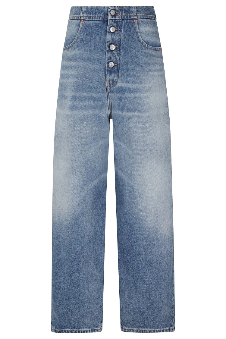 High-Waisted Light Blue Straight Leg Jeans