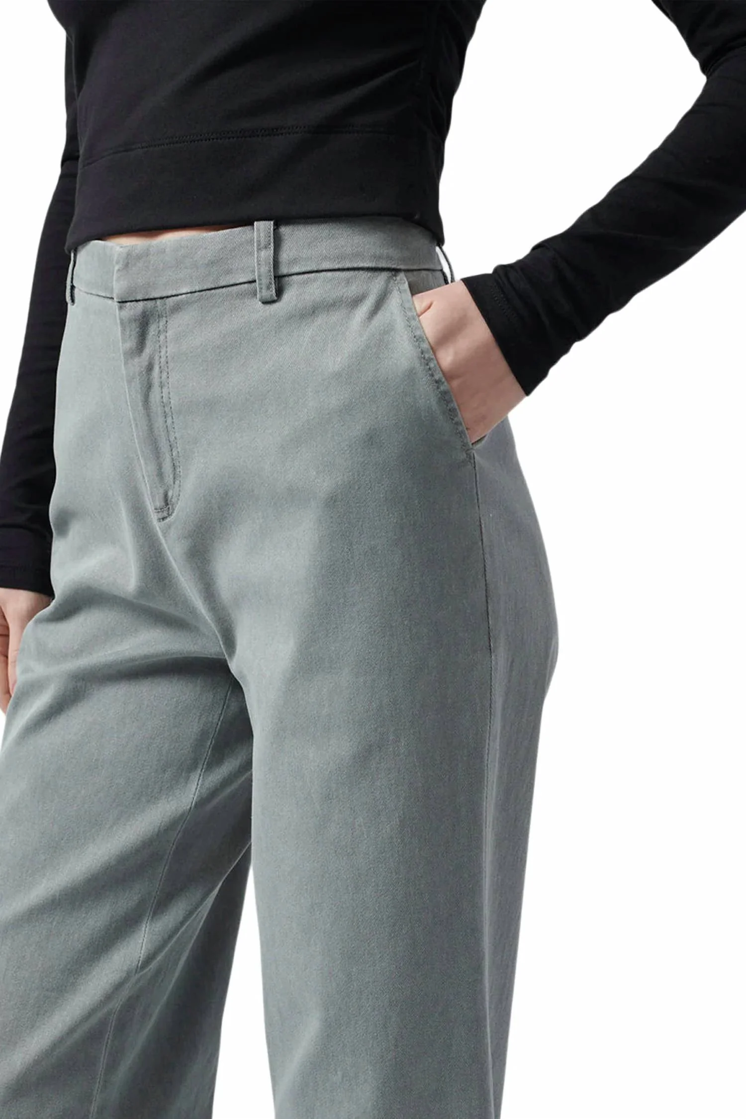 Cotton Twill Boyfriend Pant In Olive Drab
