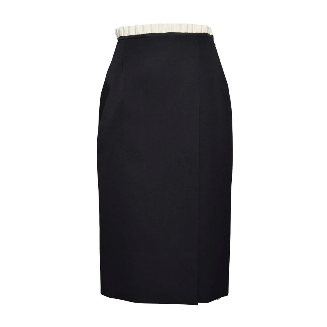 Black Wool Midi Skirt