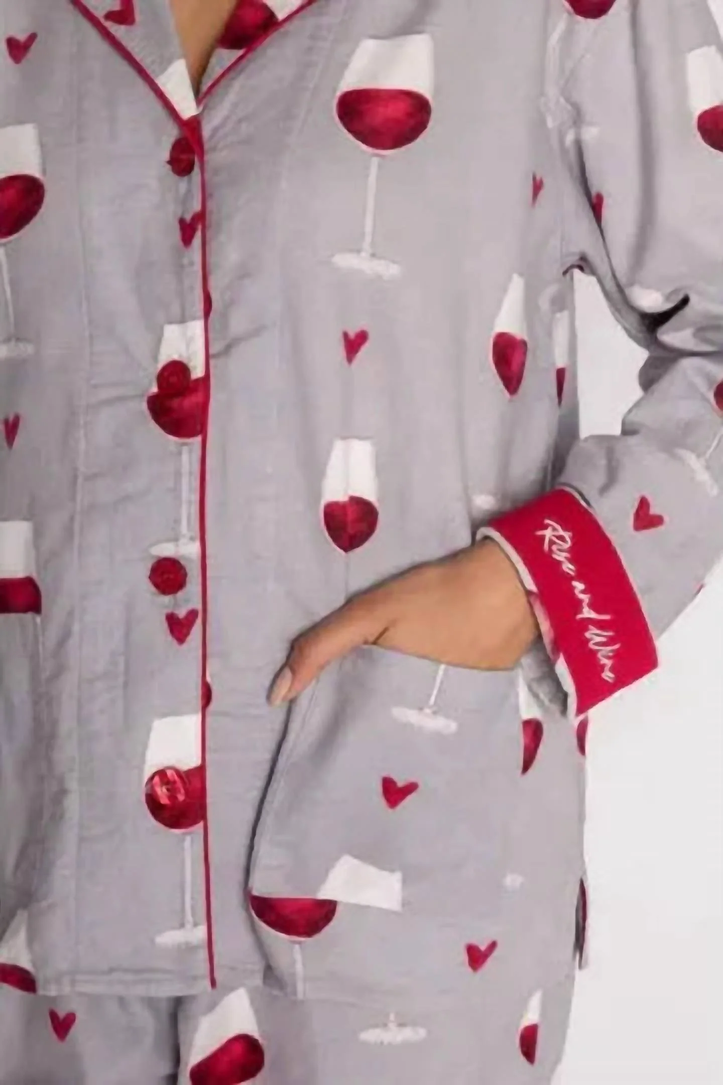 Flannel Pajama Set In Wine