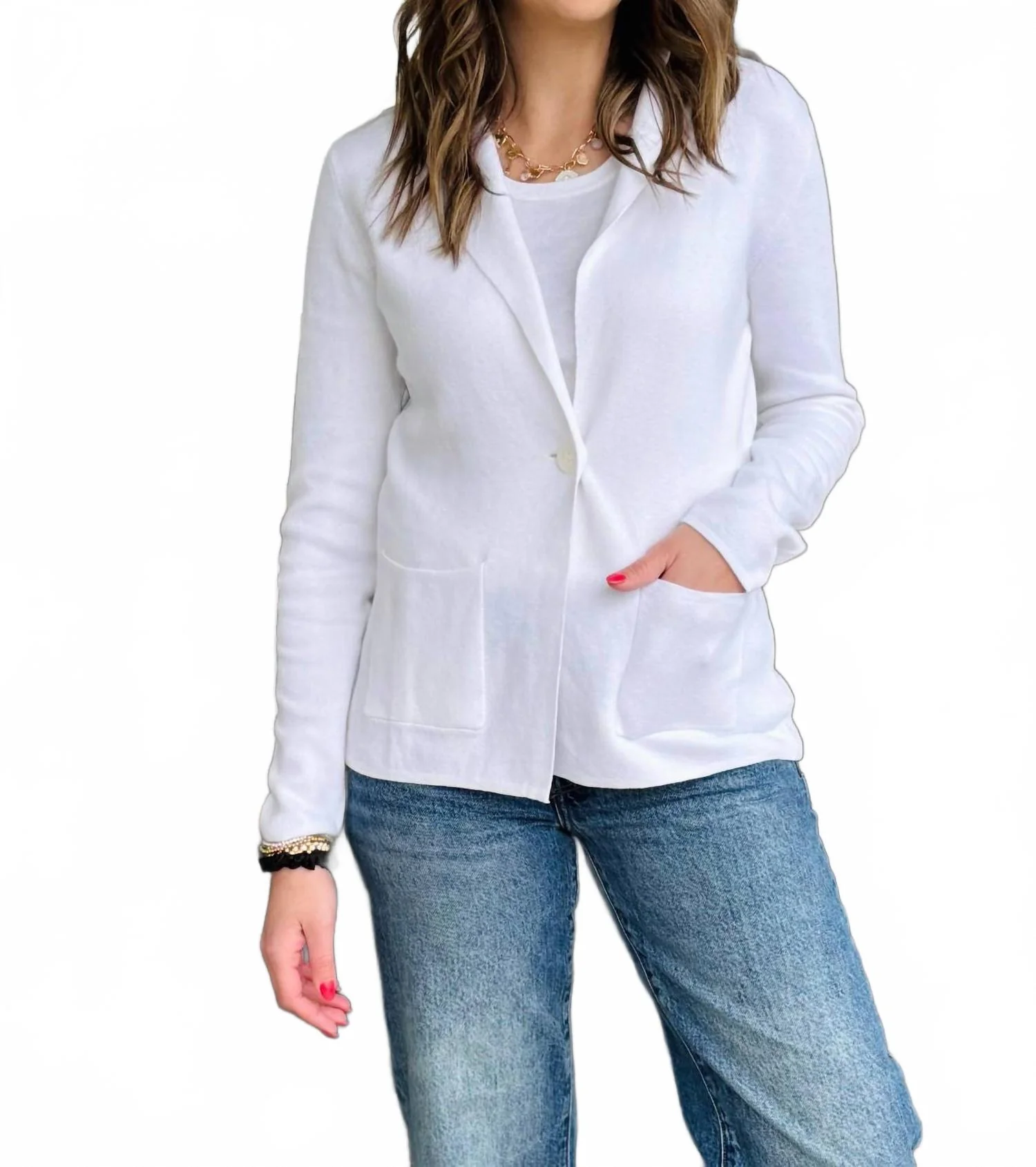 Knit Blazer In White
