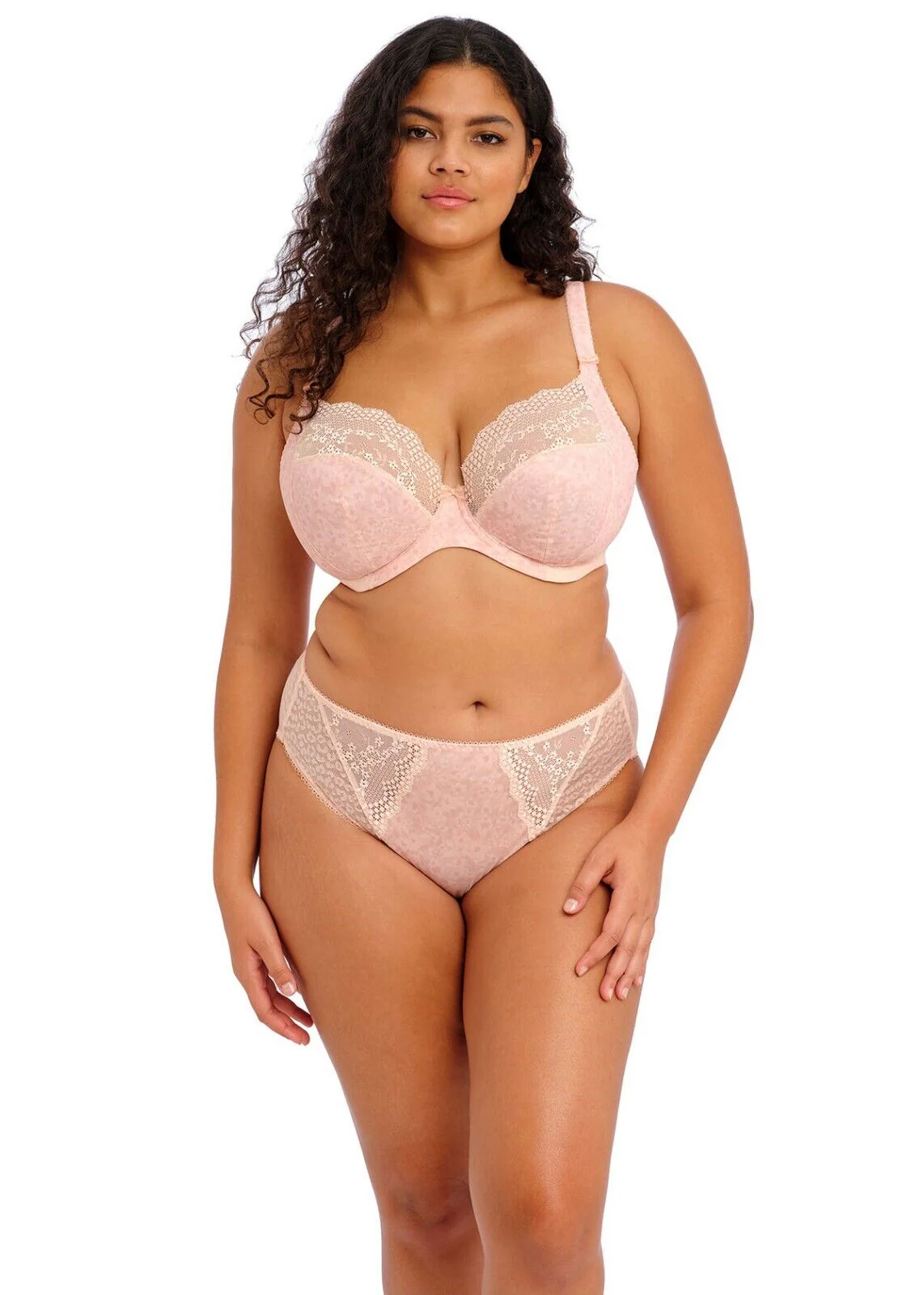 Elomi Lucie Banded Stretch Lace Plunge Bra Women's 44DDD Pink Underwire ERK877