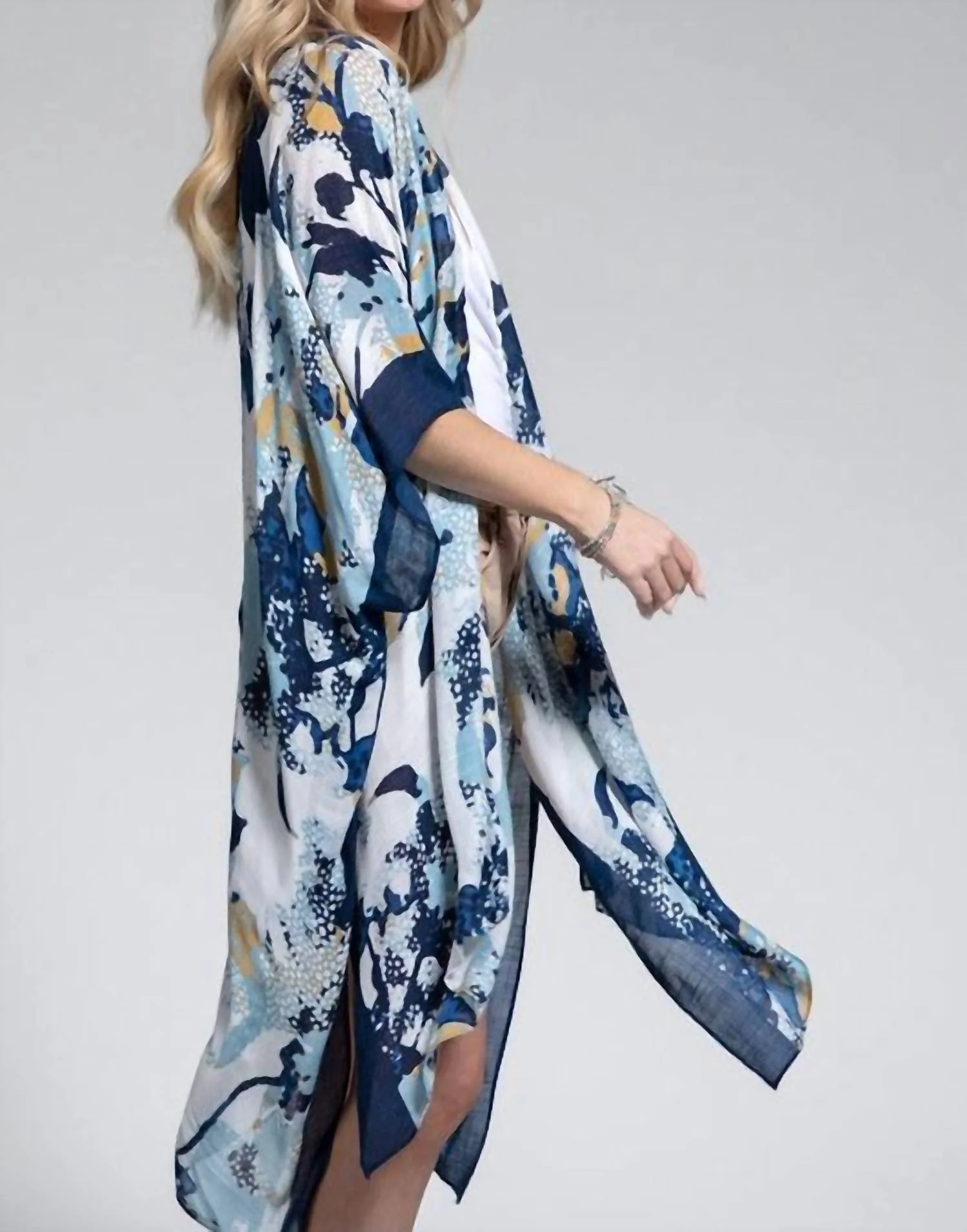 Baby Floral Kimono In Blue Jean