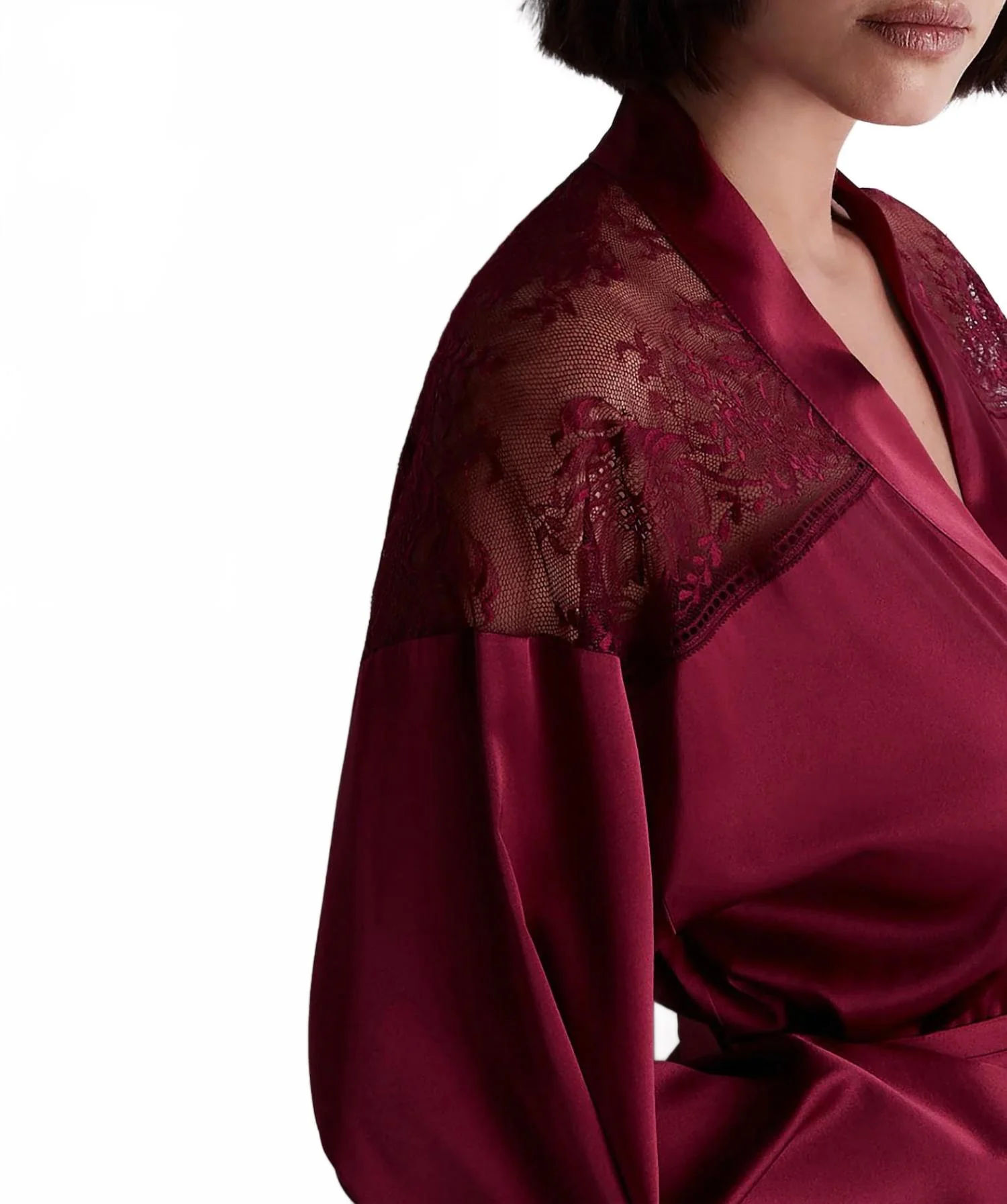 Midnight Whisper Kimono In Crimson Red