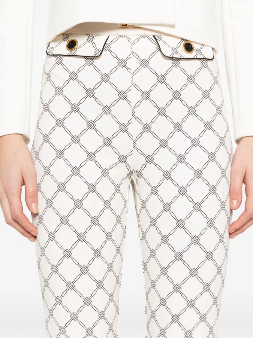 Light Beige Trousers With Geometric Pattern