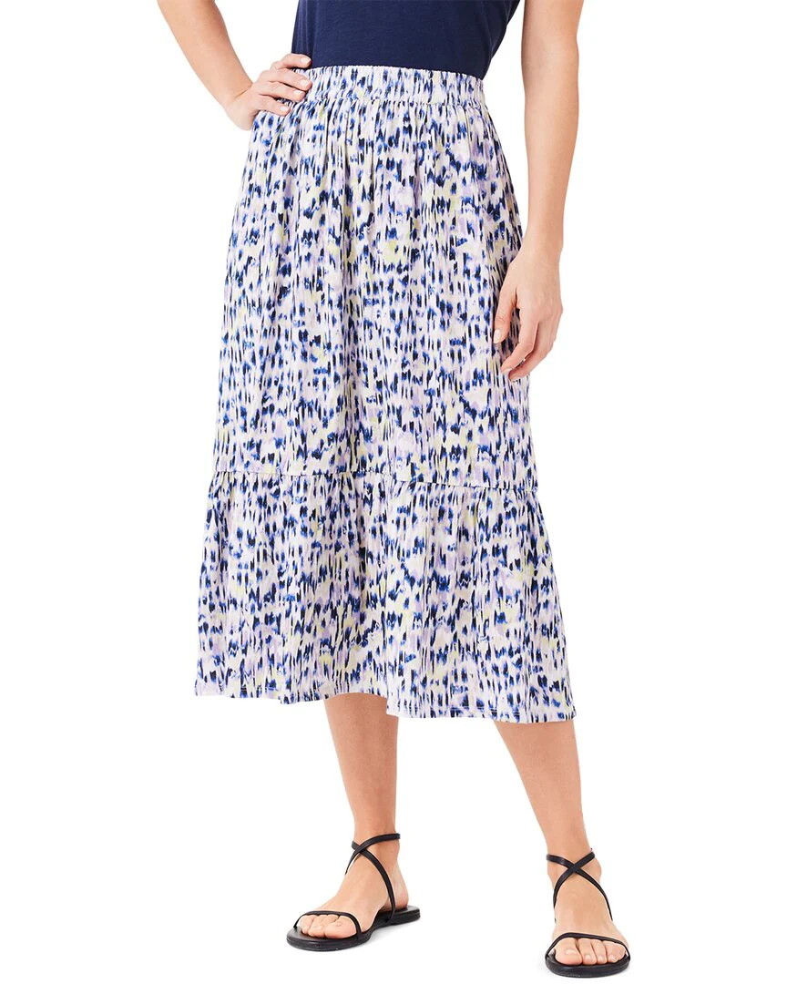 NIC+ZOE Abstract Ikat Tiered Midi Skirt