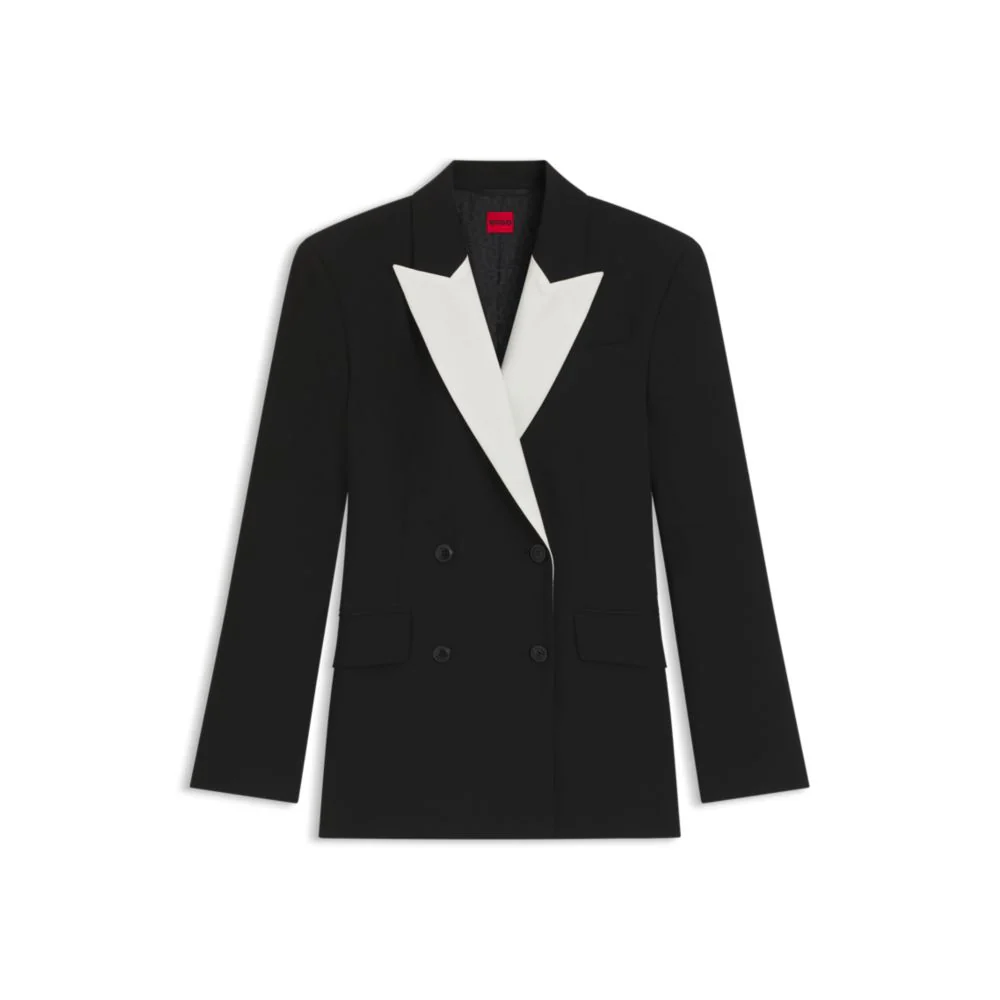 Regular-fit blazer with contrast lapels