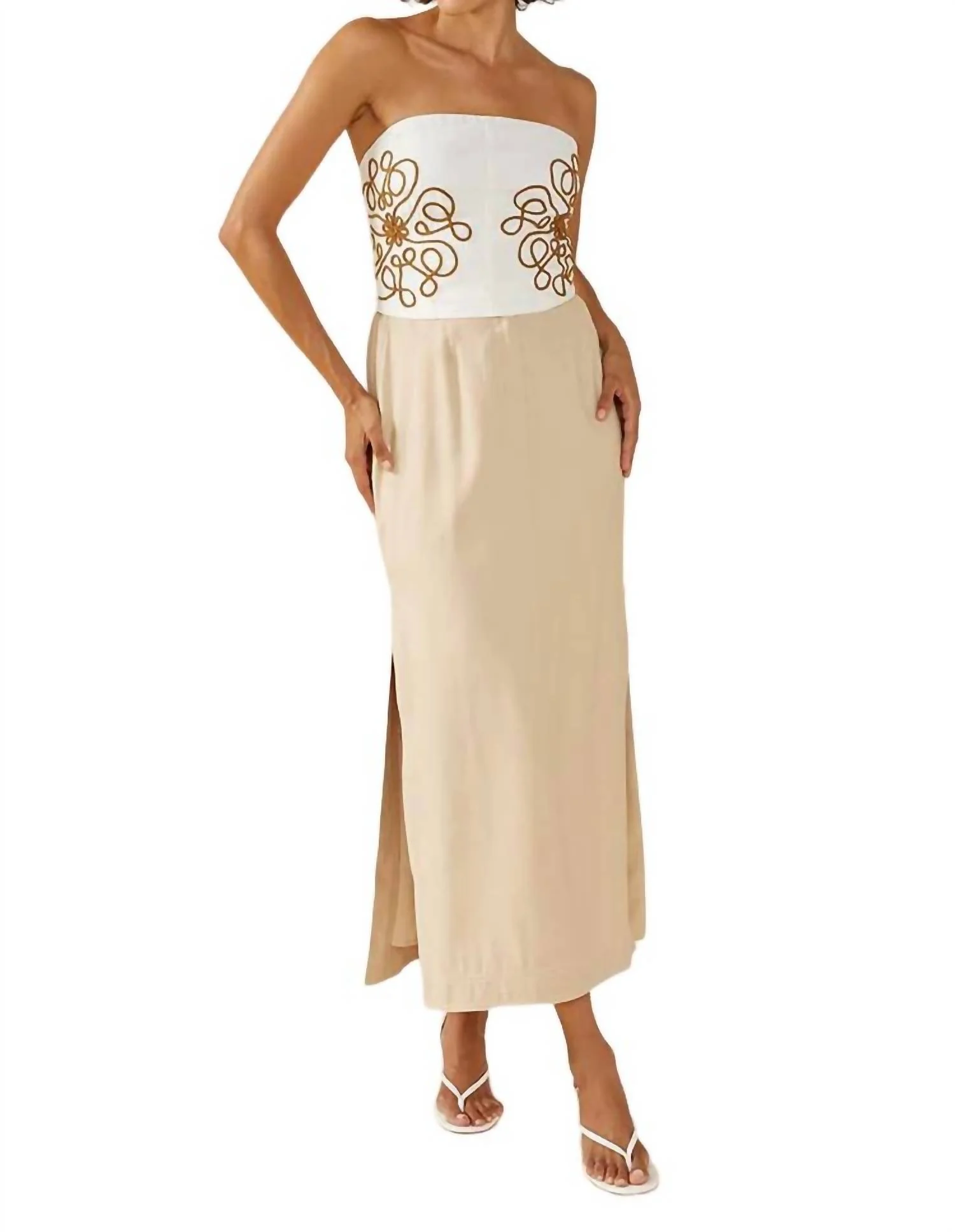 Diego Maxi Skirt In Biscuit