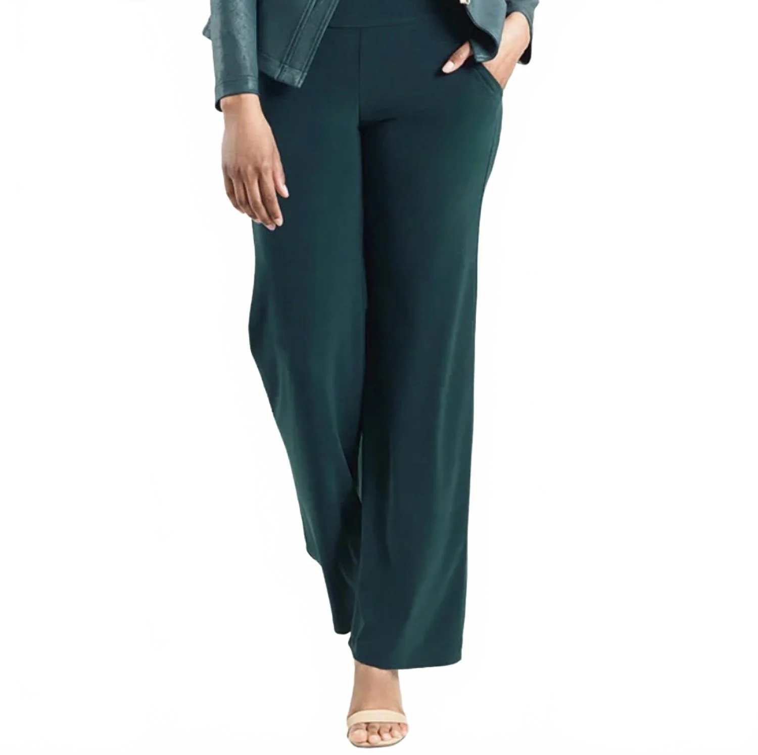 Wide Leg Pant With Pockets In Hunter Green