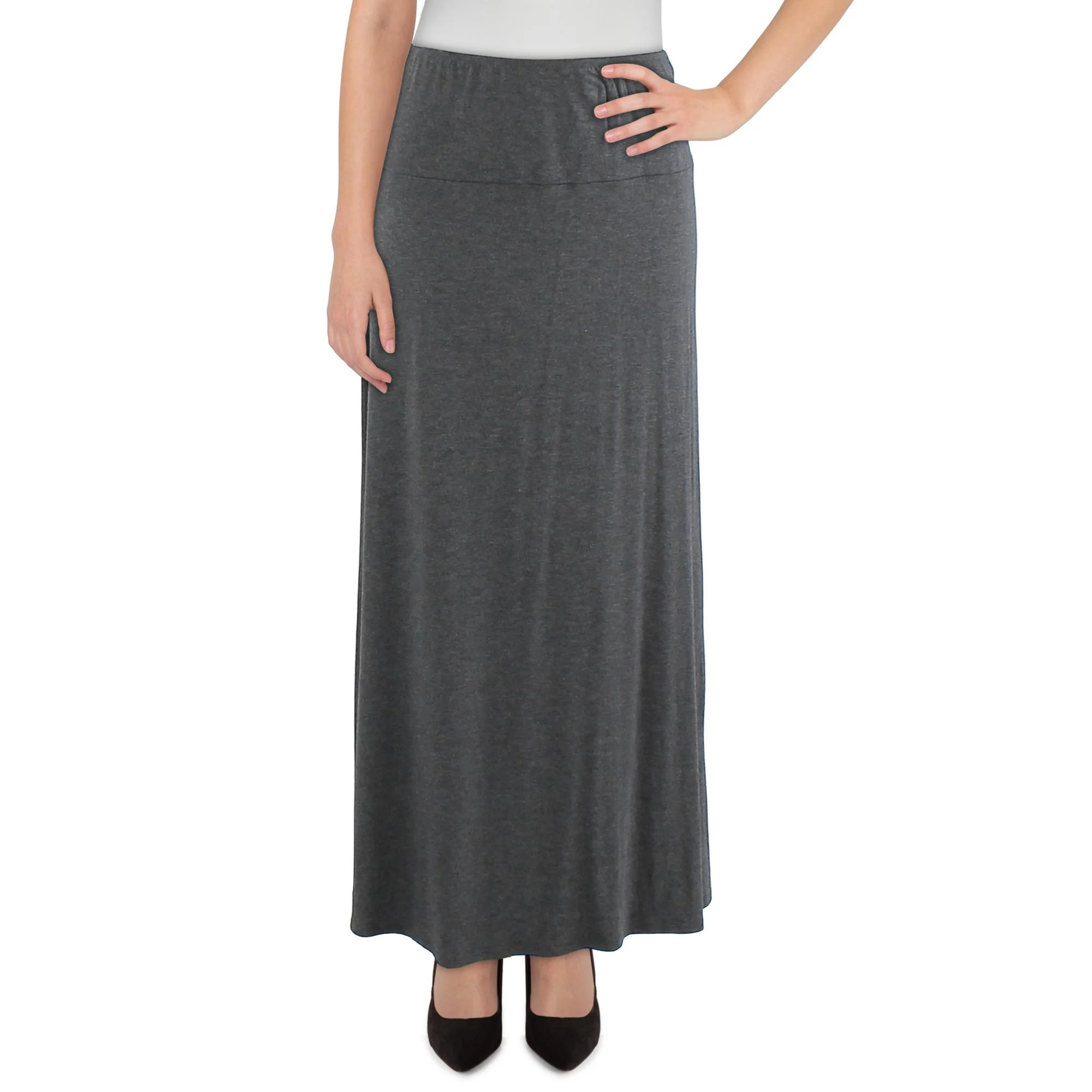 Plus Womens Heathered Long Maxi Skirt