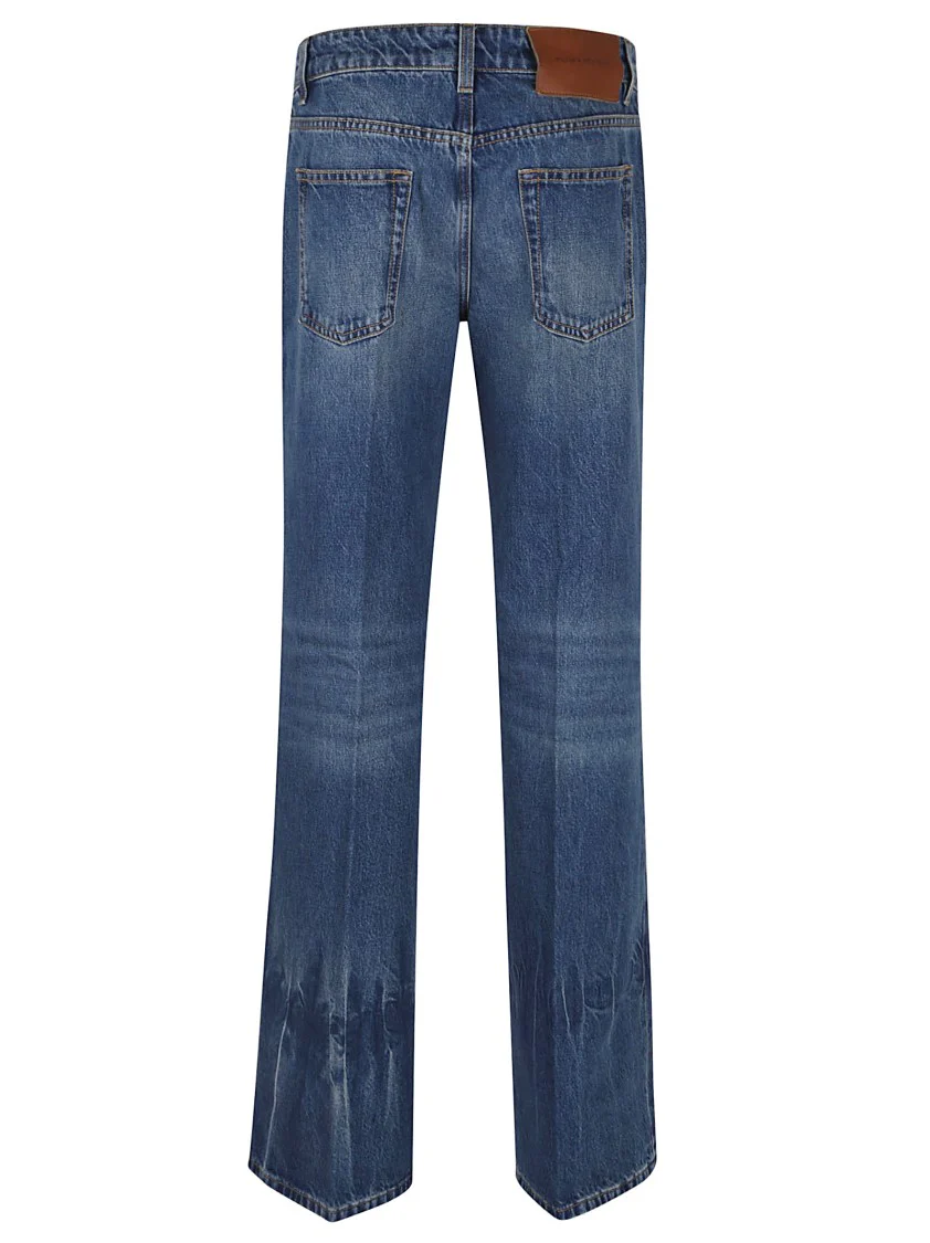 Ankle-Length Wide-Leg Denim Jeans With Vintage Wash