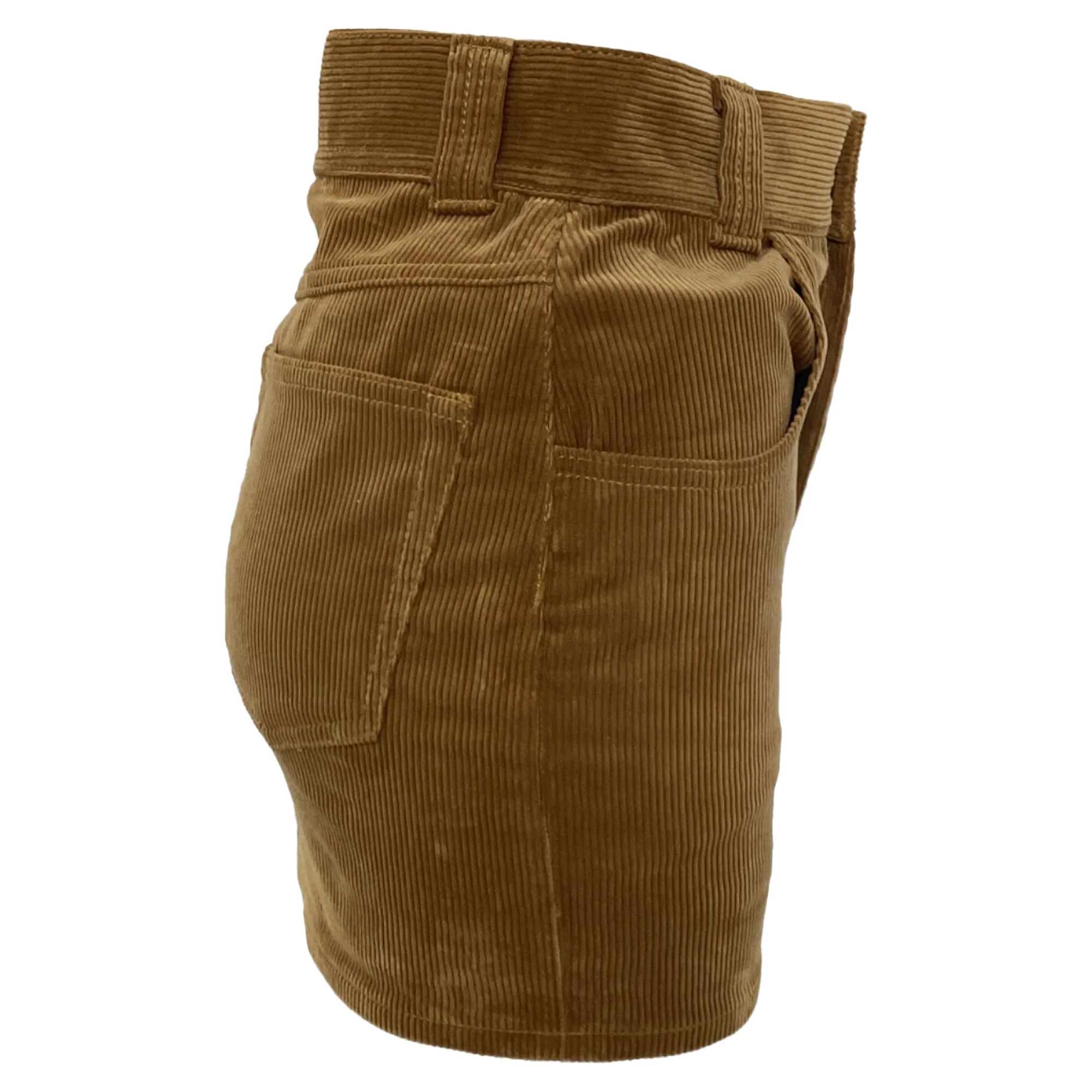 Re/Done High-Rise Mini Skirt in Brown Corduroy