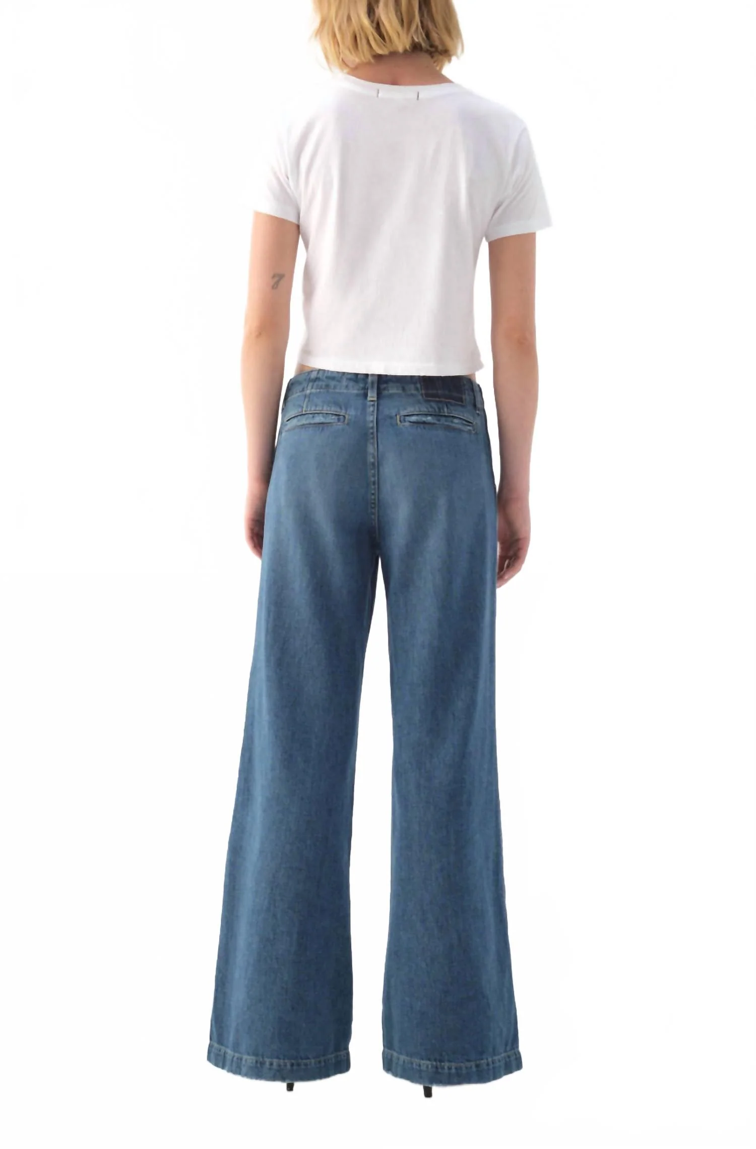 Edith Wide Leg Trouser In Denim