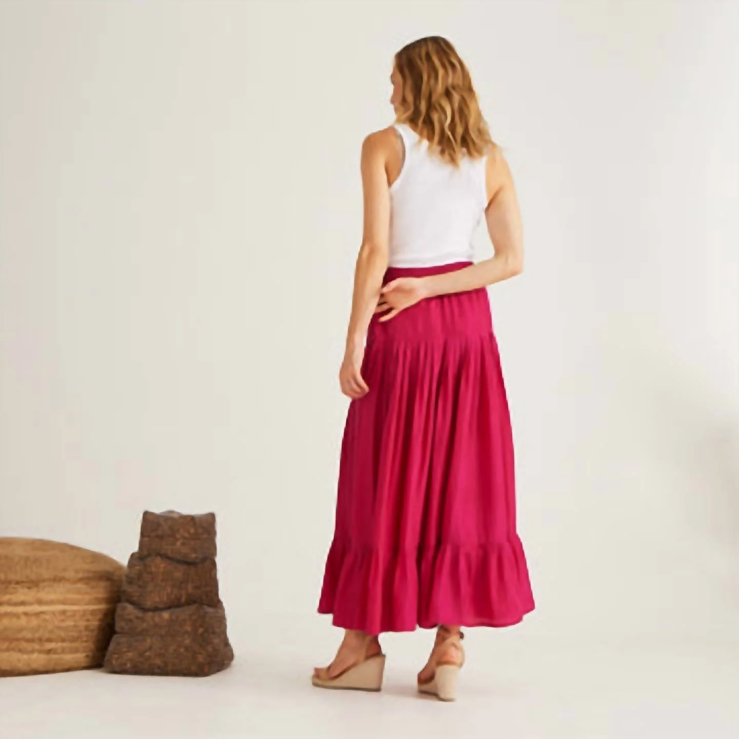 Lourdes Parachute Skirt In Magenta
