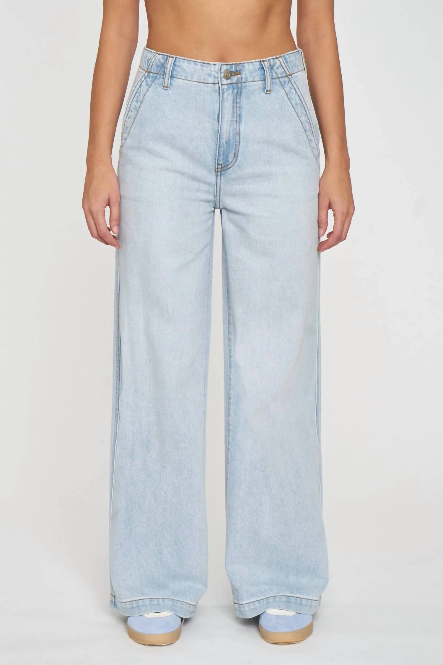 Kickback High Rise Palazzo Jeans In Hush