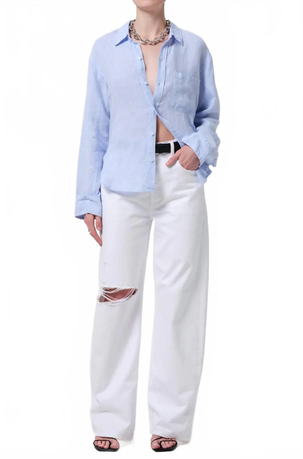 Ayla High Rise Baggy Pants In Zinc