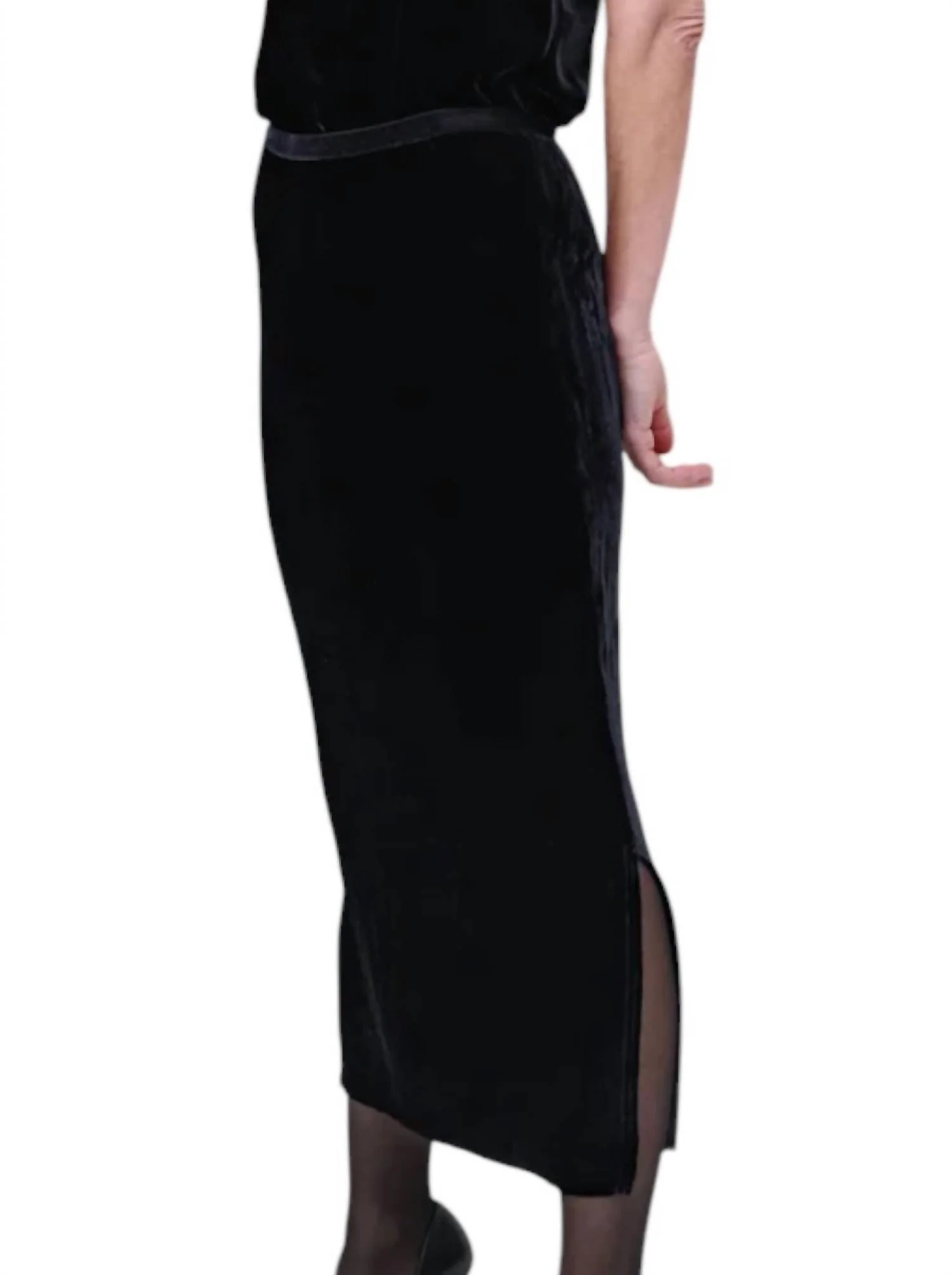 Even Longer Velvet Skirt In Black