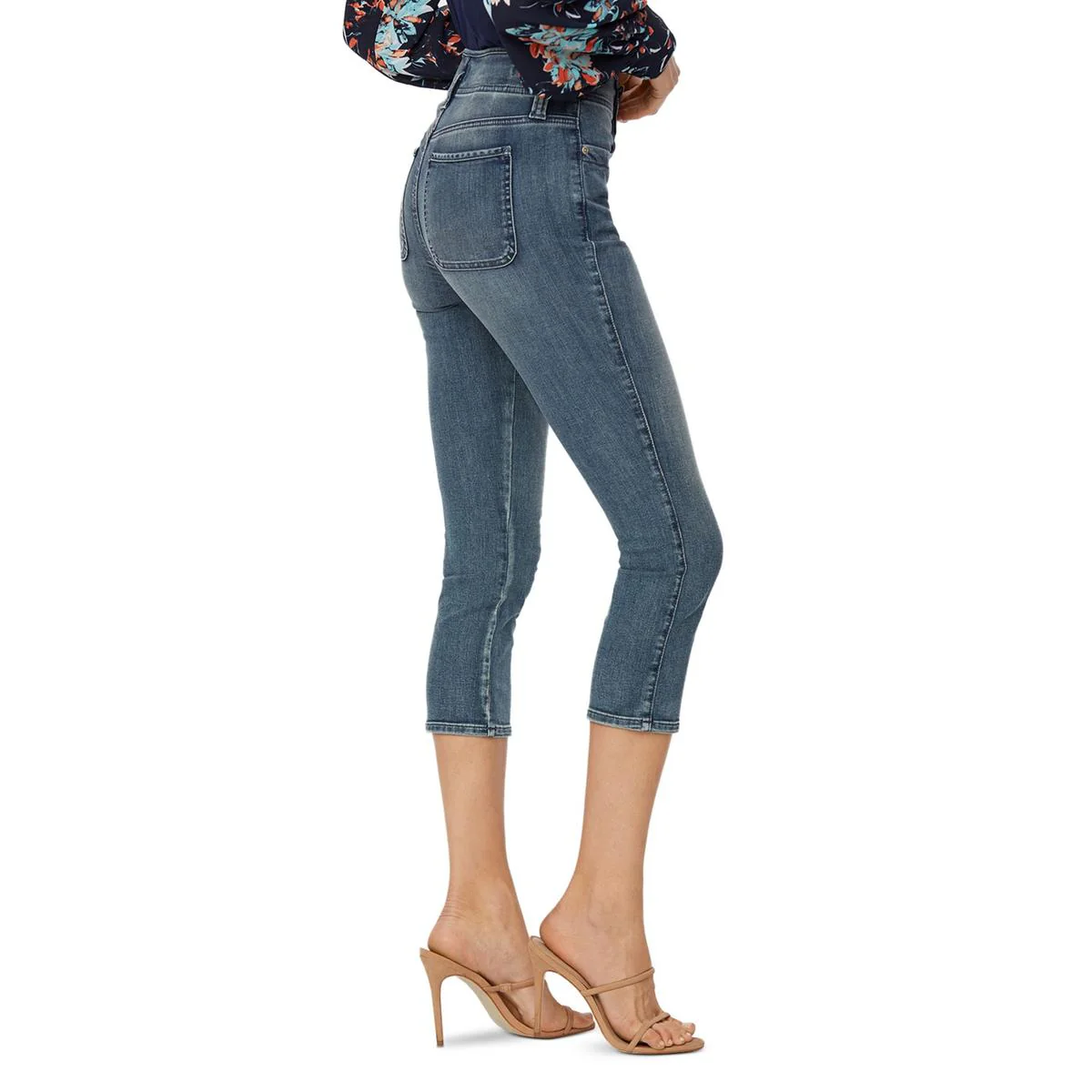 Womens Denim Medium Wash Capri Jeans