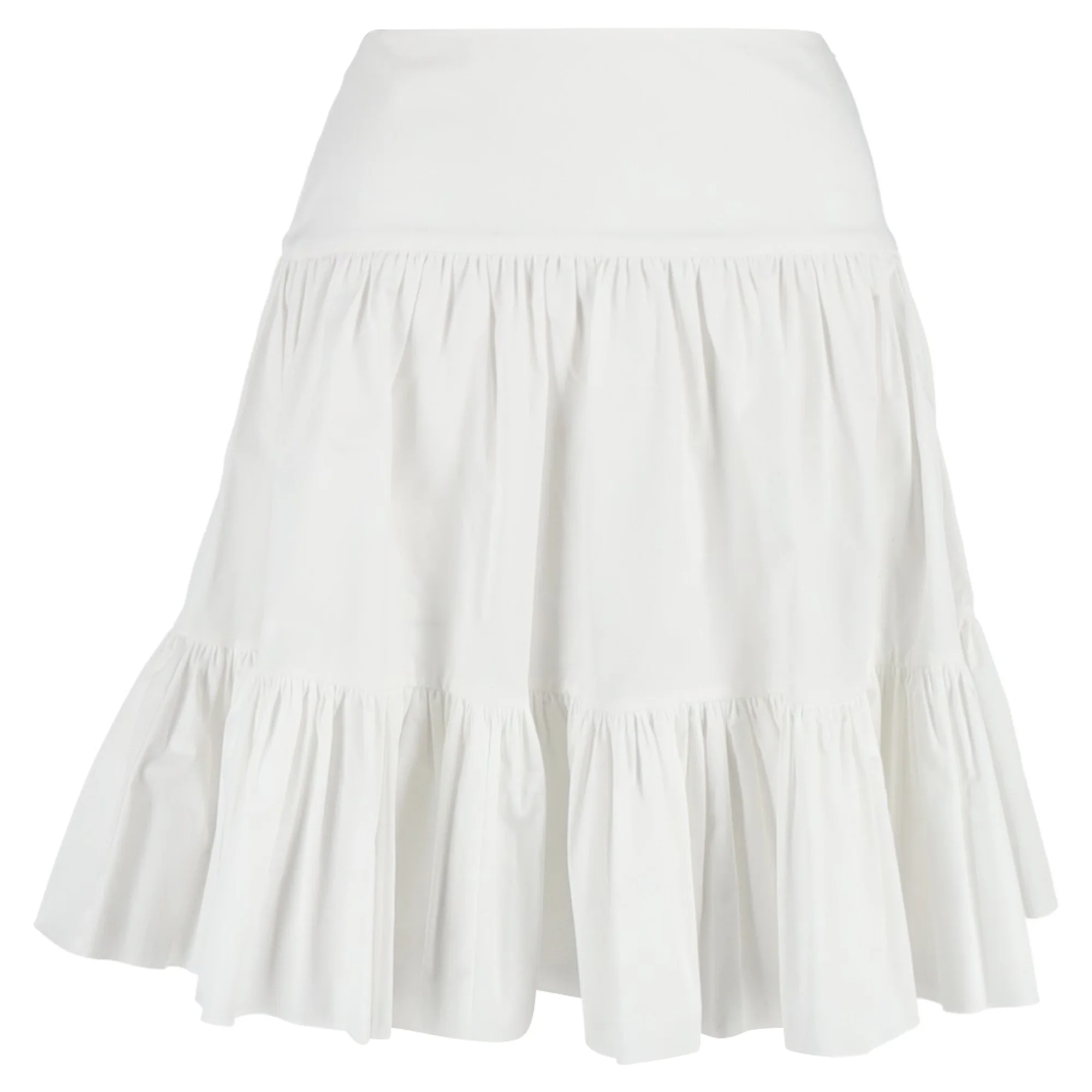Oscar de la Renta Tiered Skirt in White Cotton