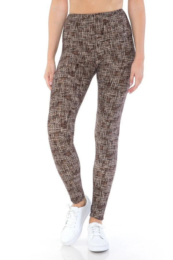 FASHNZFAB Yoga Style Banded Lined Multi Printed Knit Legging With High Waist