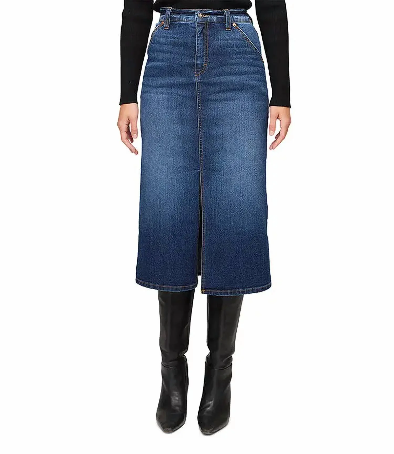 Crystal Girl Midi Skirt In Denim