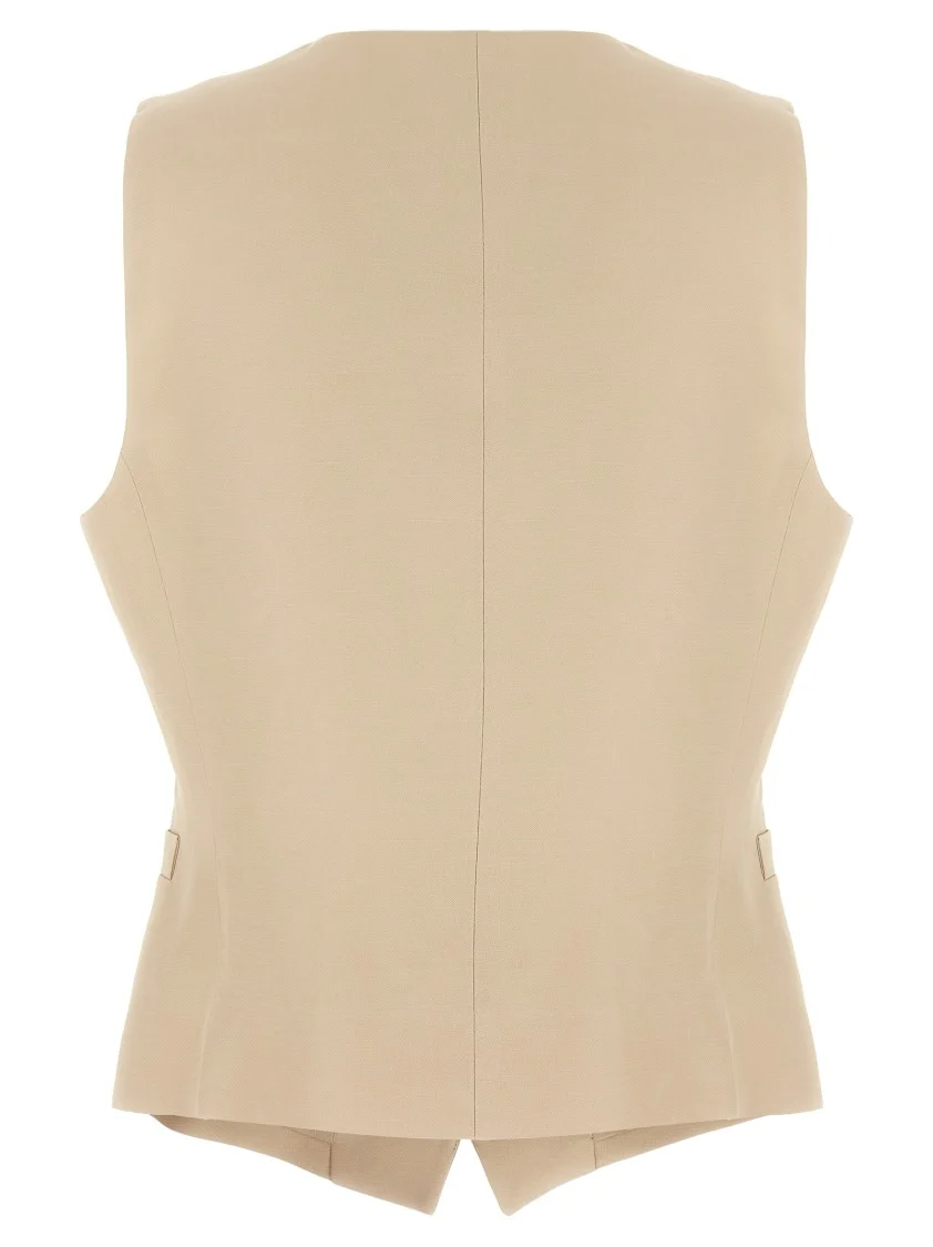 Tailored Viscose-Linen Vest With V-Neck