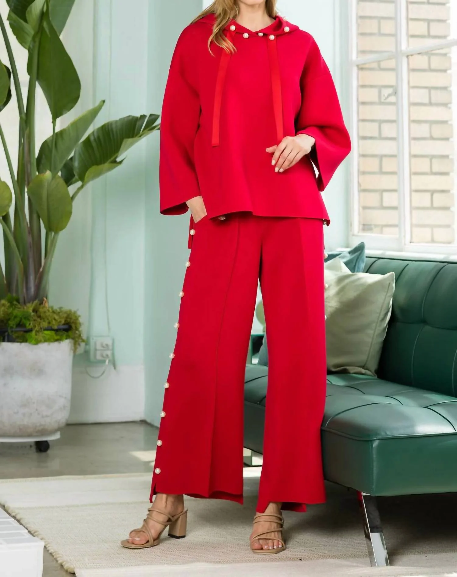 Farrah Pearl Pants In Red