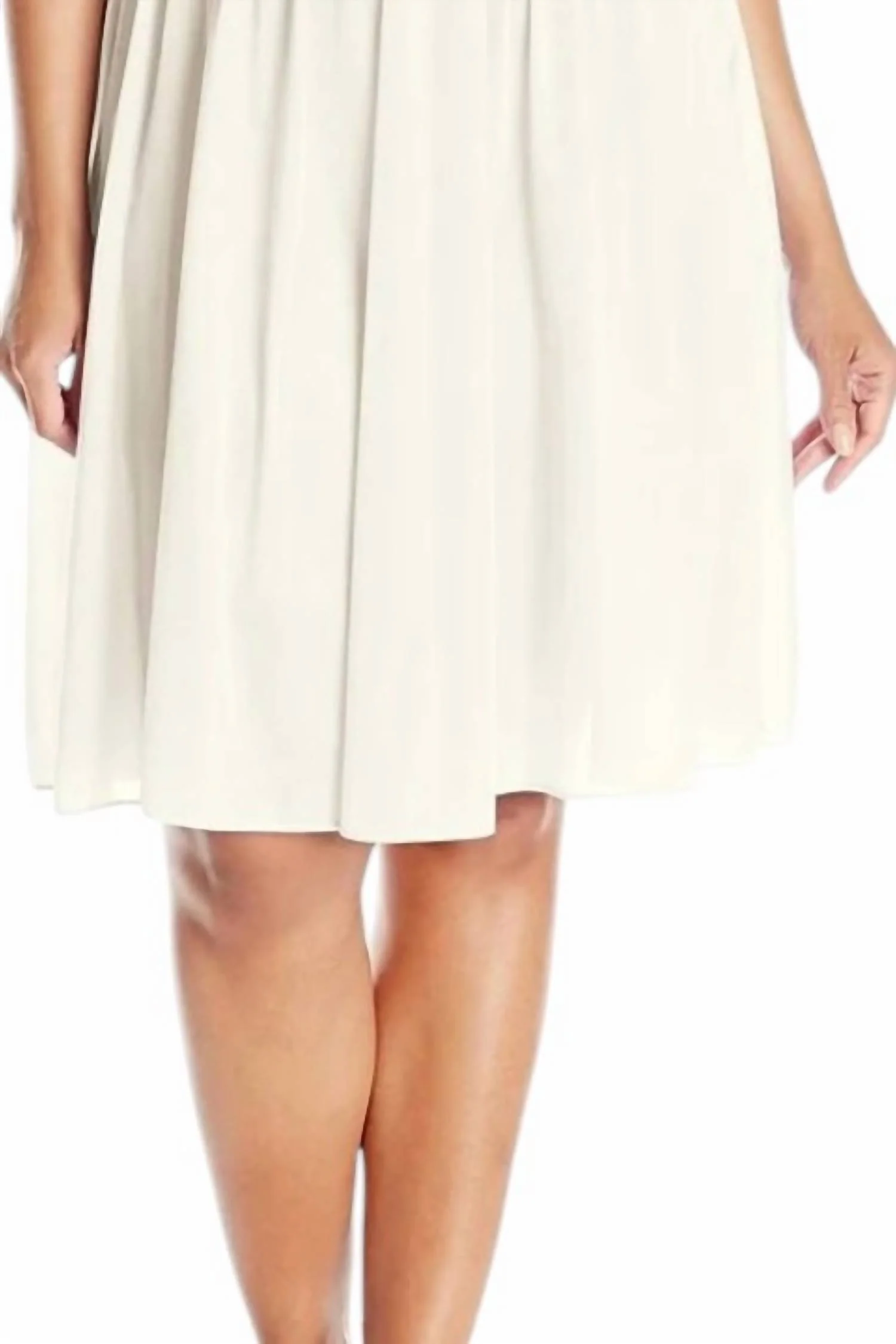 Silhouette Lace Bodice Sleeveless Waltz Gown In Ivory