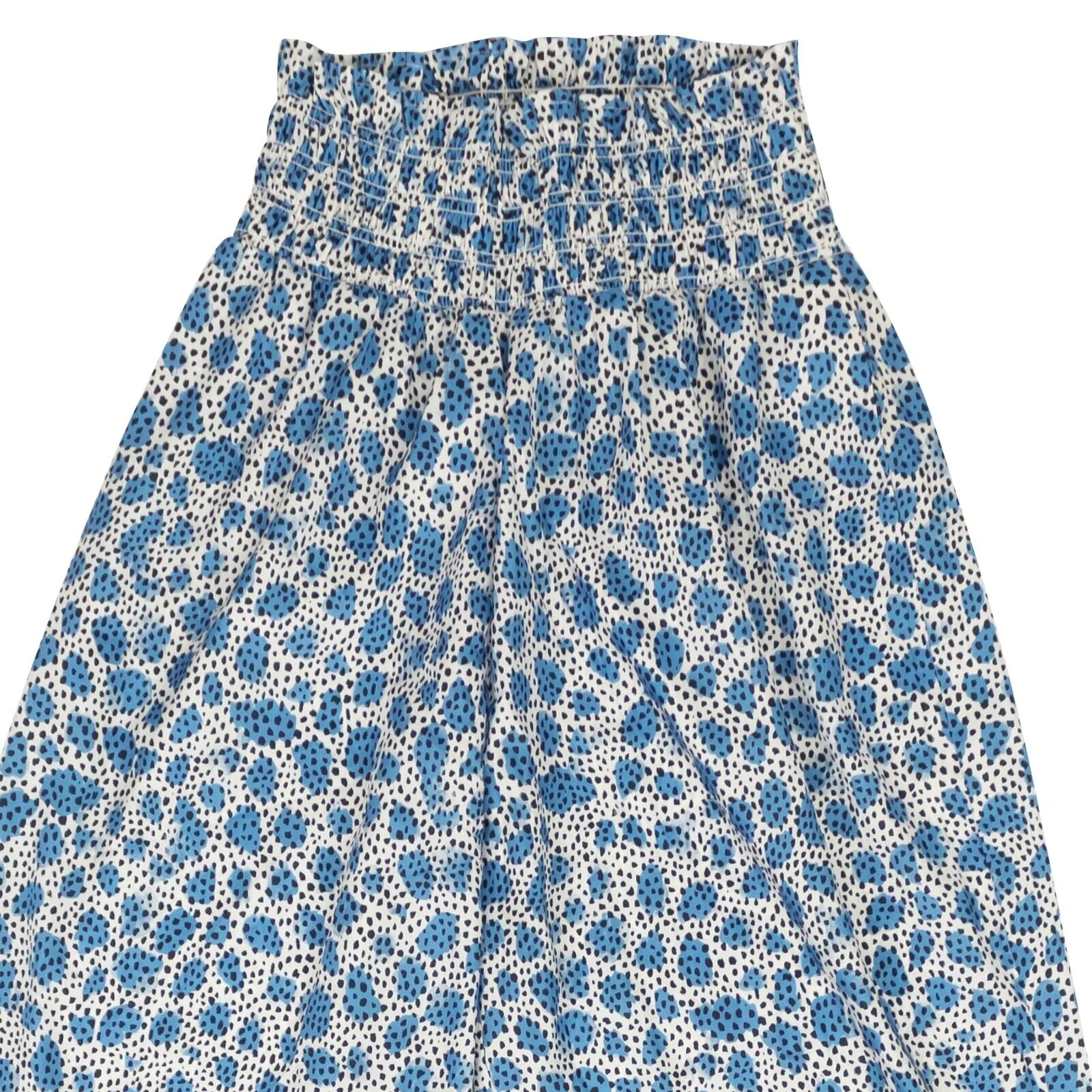 Blue Polyester Leopard Print Pull On Pants