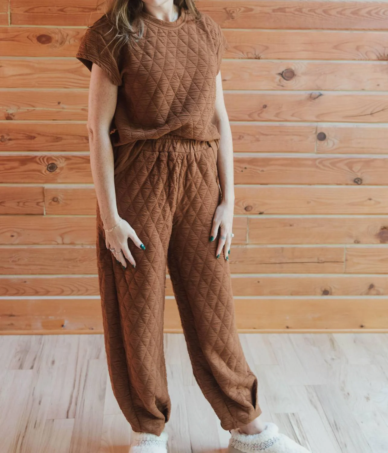 Queen Of Cozy Quilted Set In Rust
