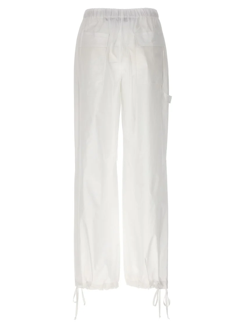Relaxed Fit White Cargo Trousers