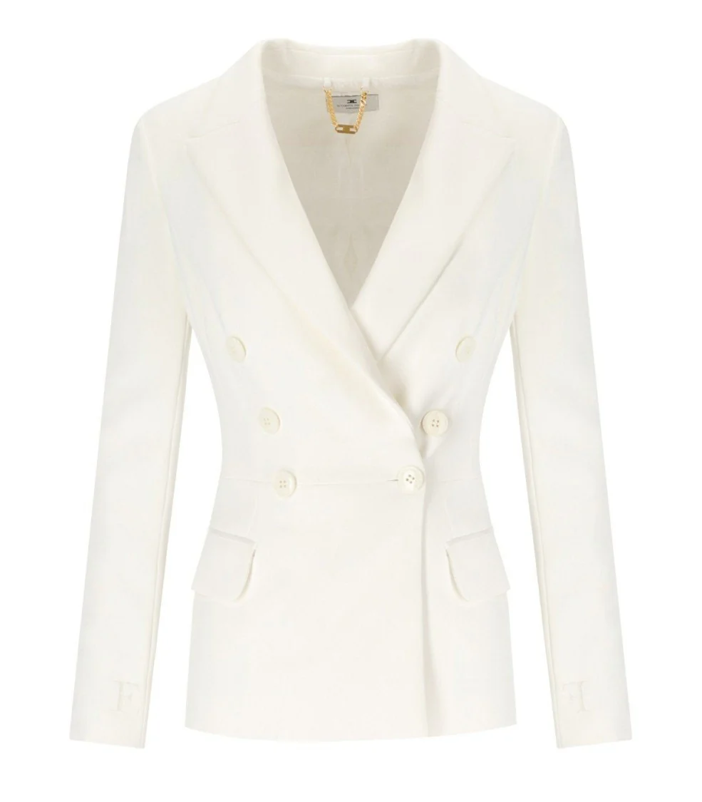 Ivory Crepe Double-Breasted Jacket