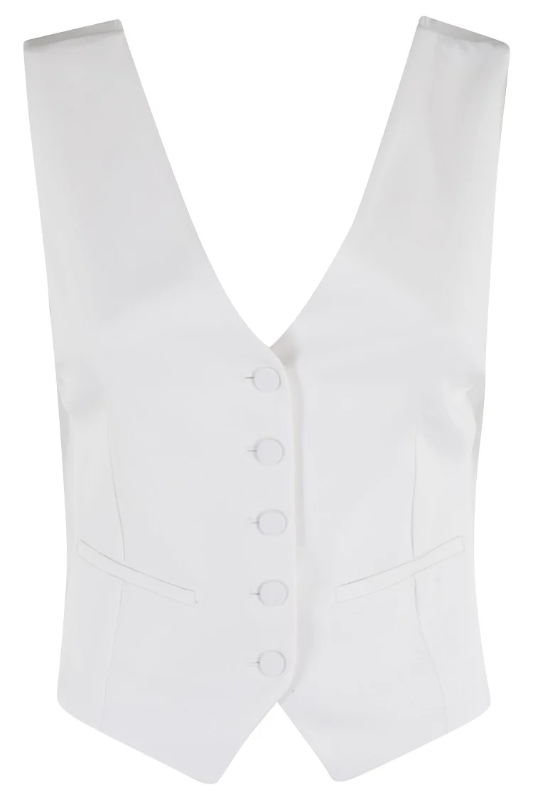 Veronica Vest With V-Neckline And Draped Back